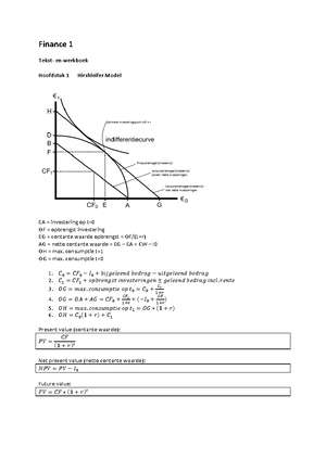 formules finance - Hirshleifer model EA : investering OF : opbrengst ...