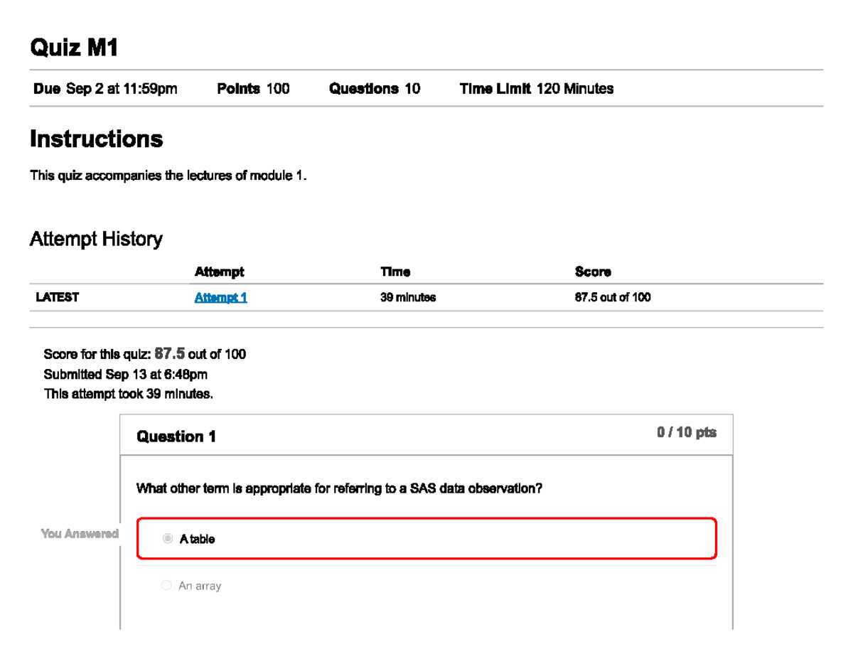 Quiz 1 - Quiz 1 - BUAD 621 - Studocu