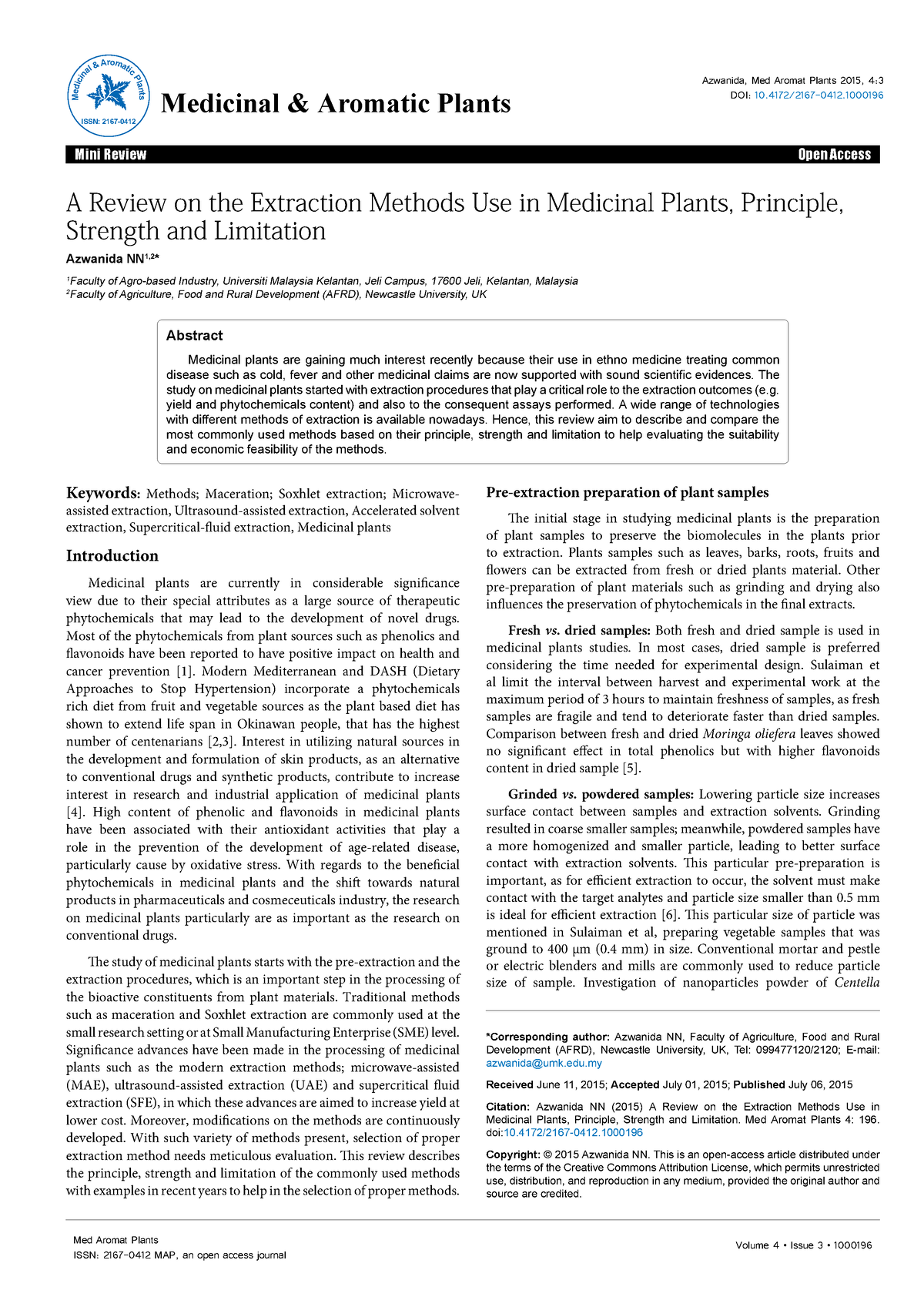 A Review On The Extraction Methods Use In Medicinal Plants Principle ...