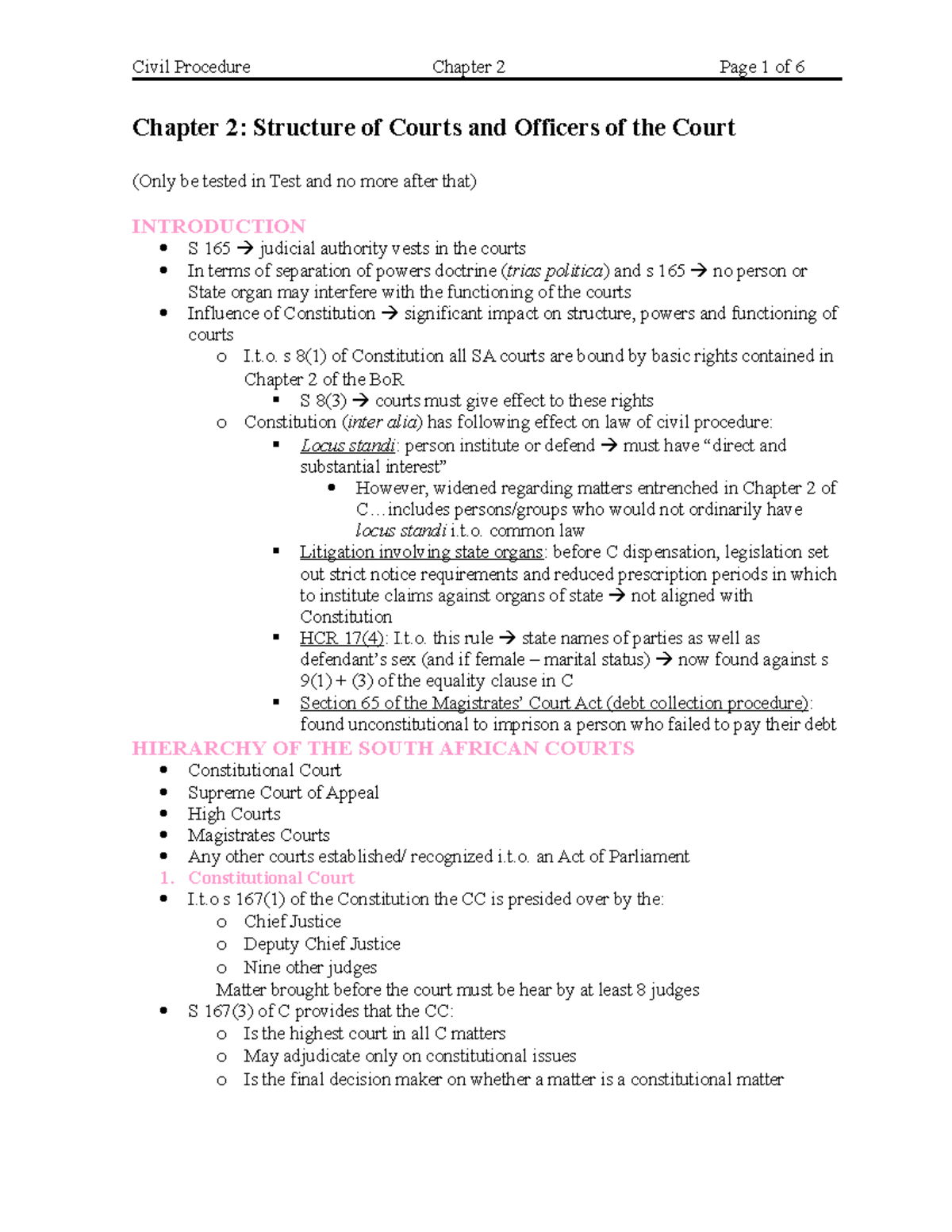 Chapter 2 NOTES - Chapter 2: Structure Of Courts And Officers Of The ...