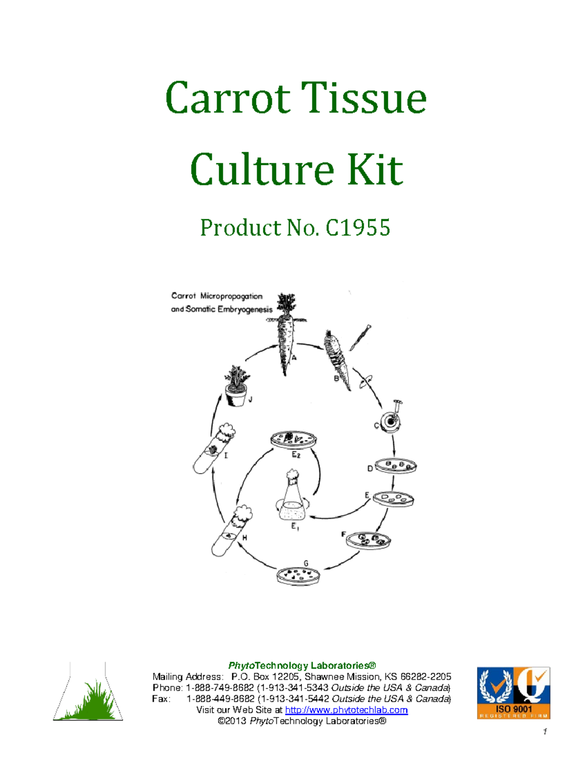 C1955 Carrot Kit Info PhytoTechnology Laboratories® Mailing Address