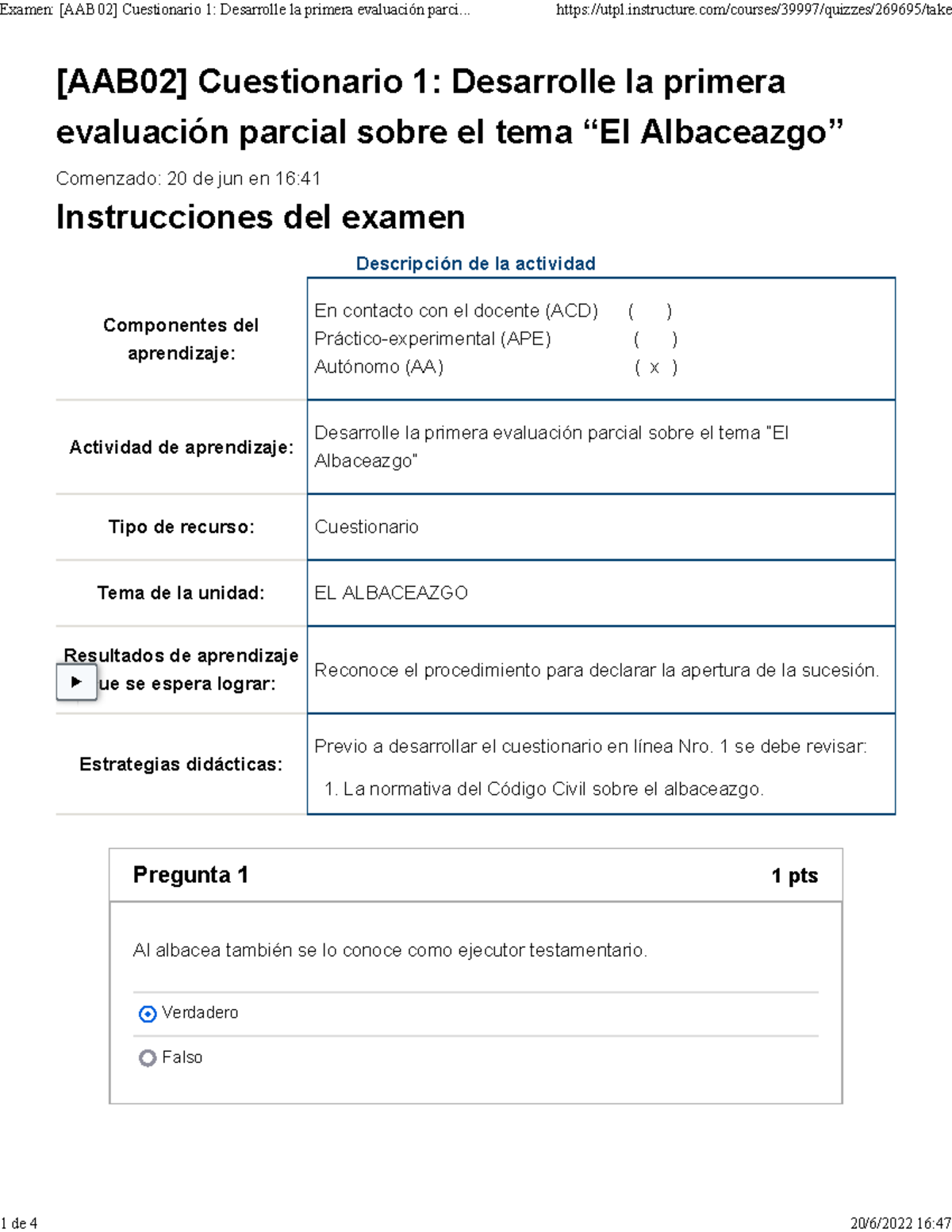 Examen [AAB02] Cuestionario 1 Desarrolle La Primera Evaluación Parcial ...