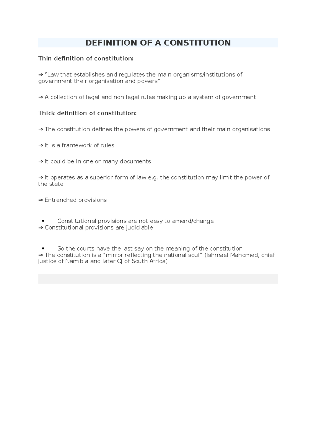 Definition OF A Constitution DEFINITION OF A CONSTITUTION Thin