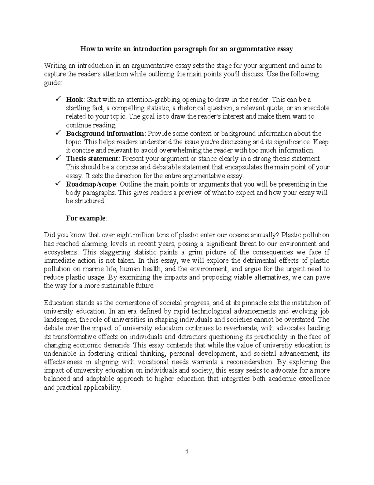 Week 2- Introduction and conclusion paragraphs - How to write an ...