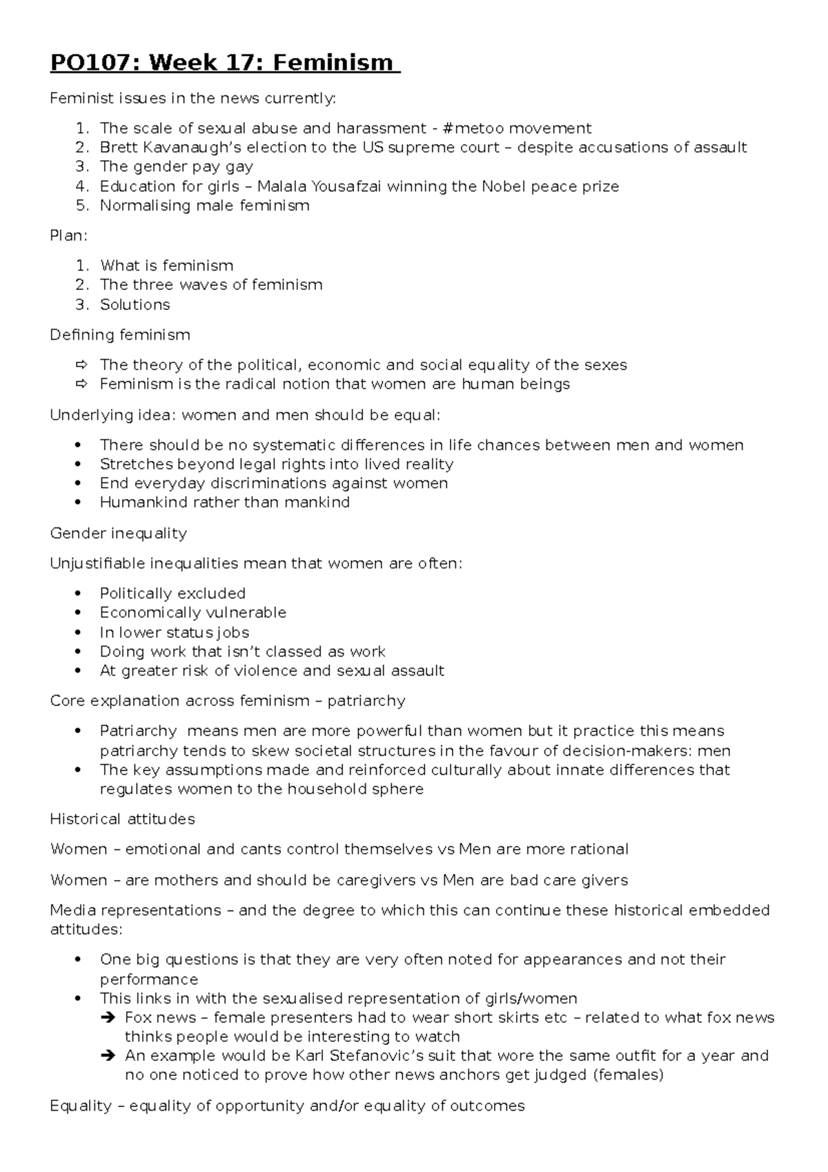Week 17 Feminism and what it is, it's 3 waves and the possible ...