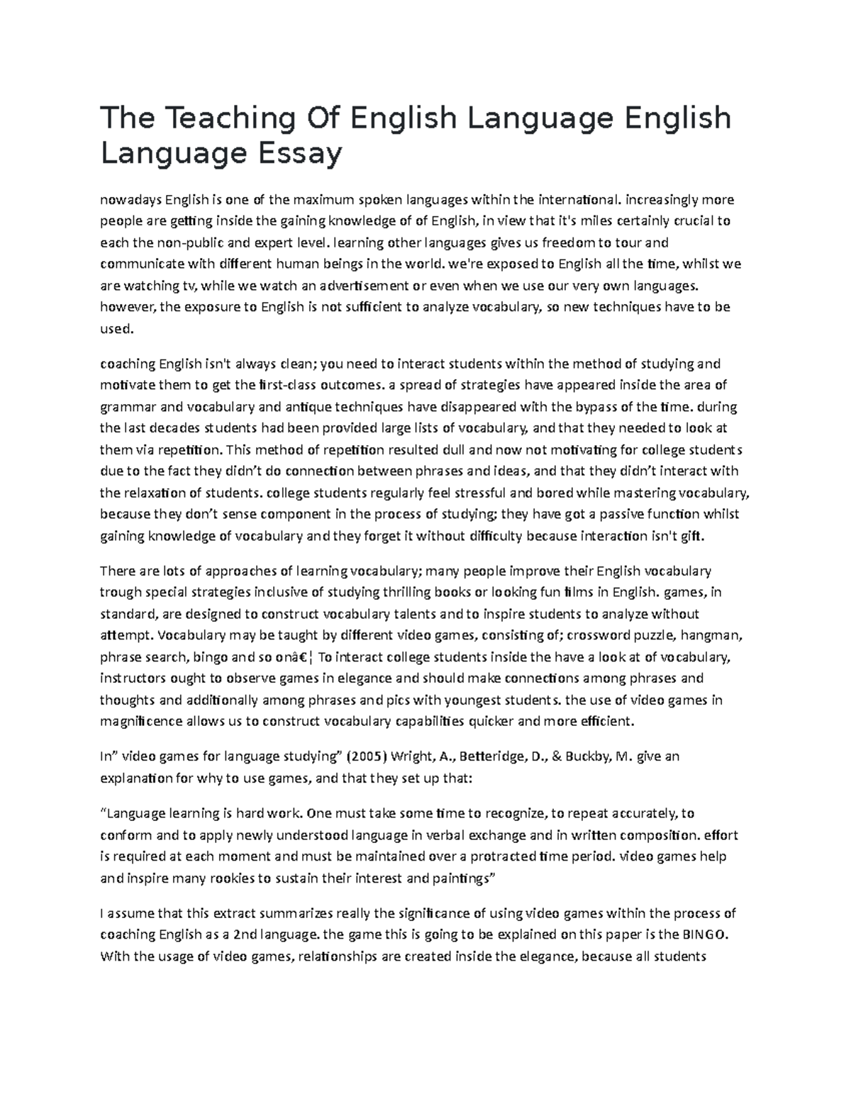 essays about language teaching