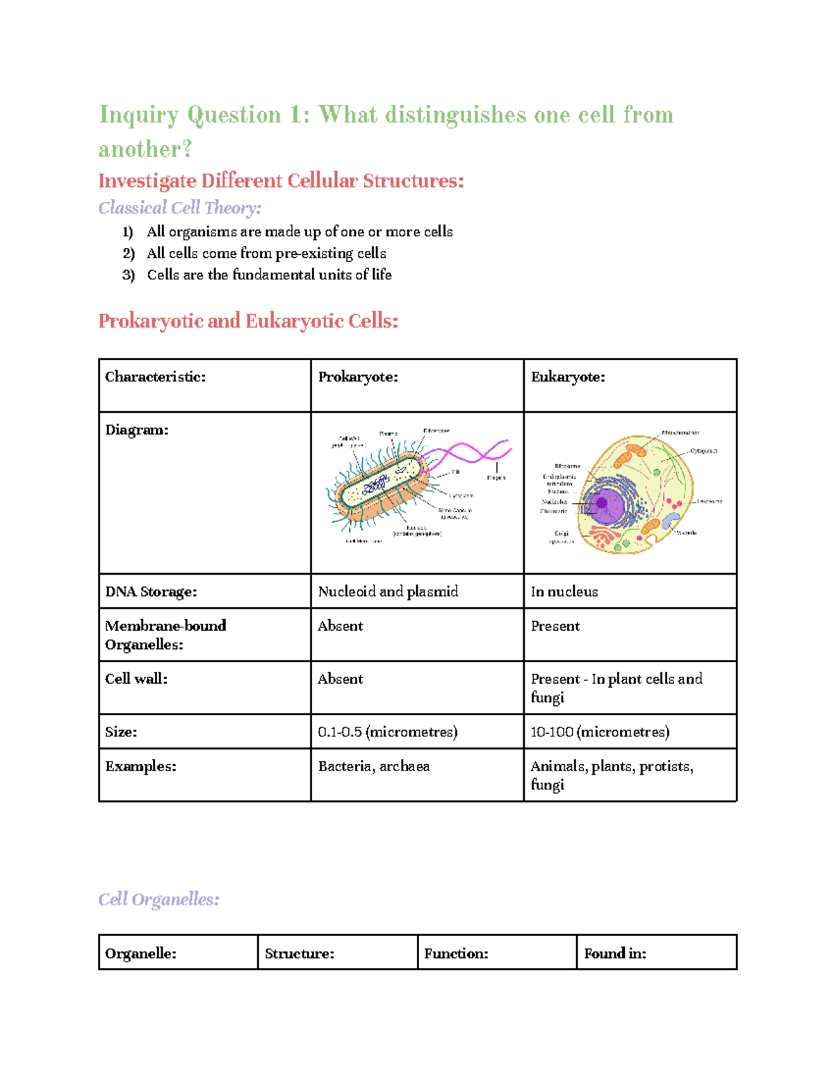 Module 1 Notes - Inquiry Question 1: What distinguishes one cell from ...