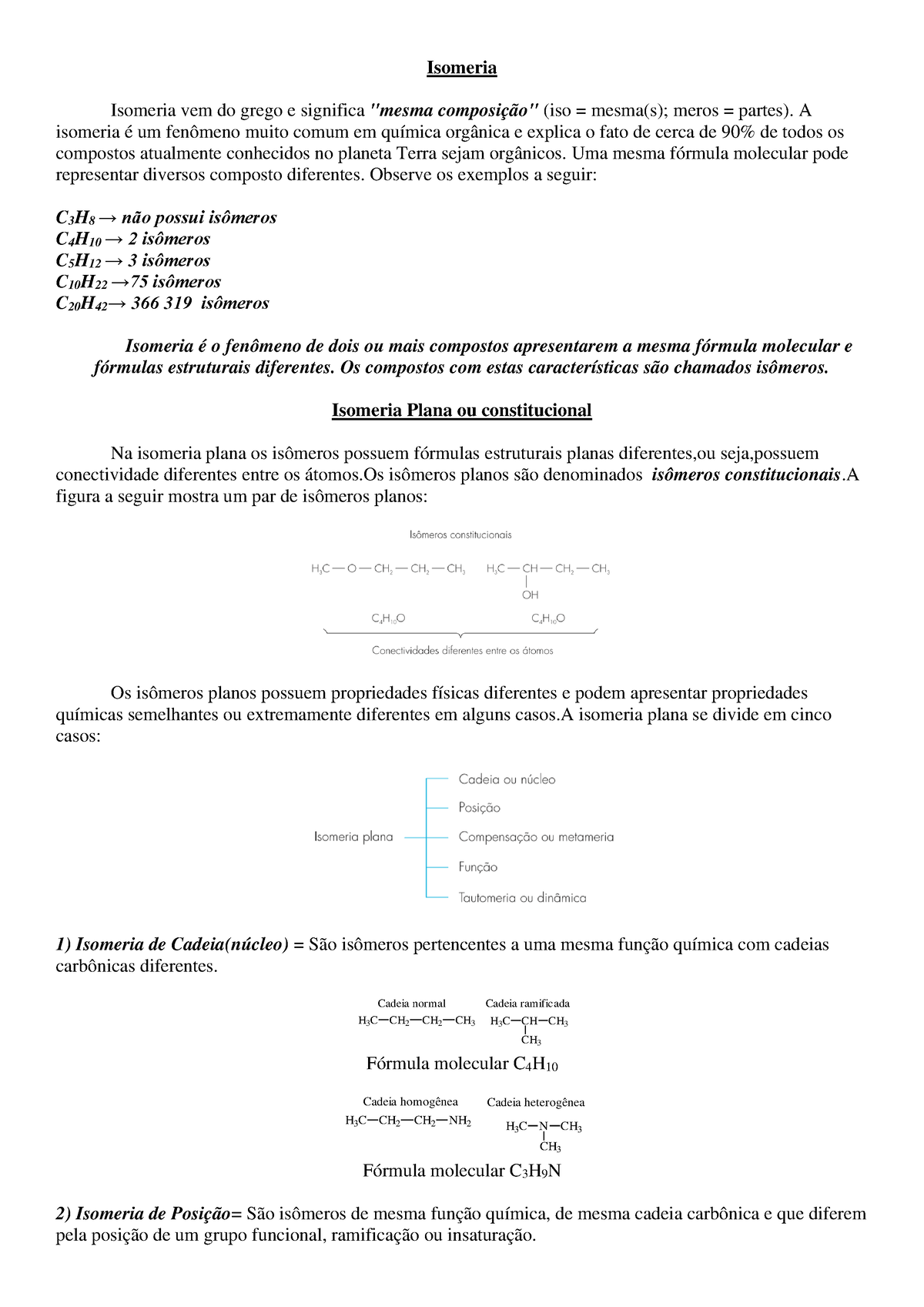 Quimica Organica Isomeria Isomeria Vem Do Grego E Significa Mesma Composi O Iso Studocu