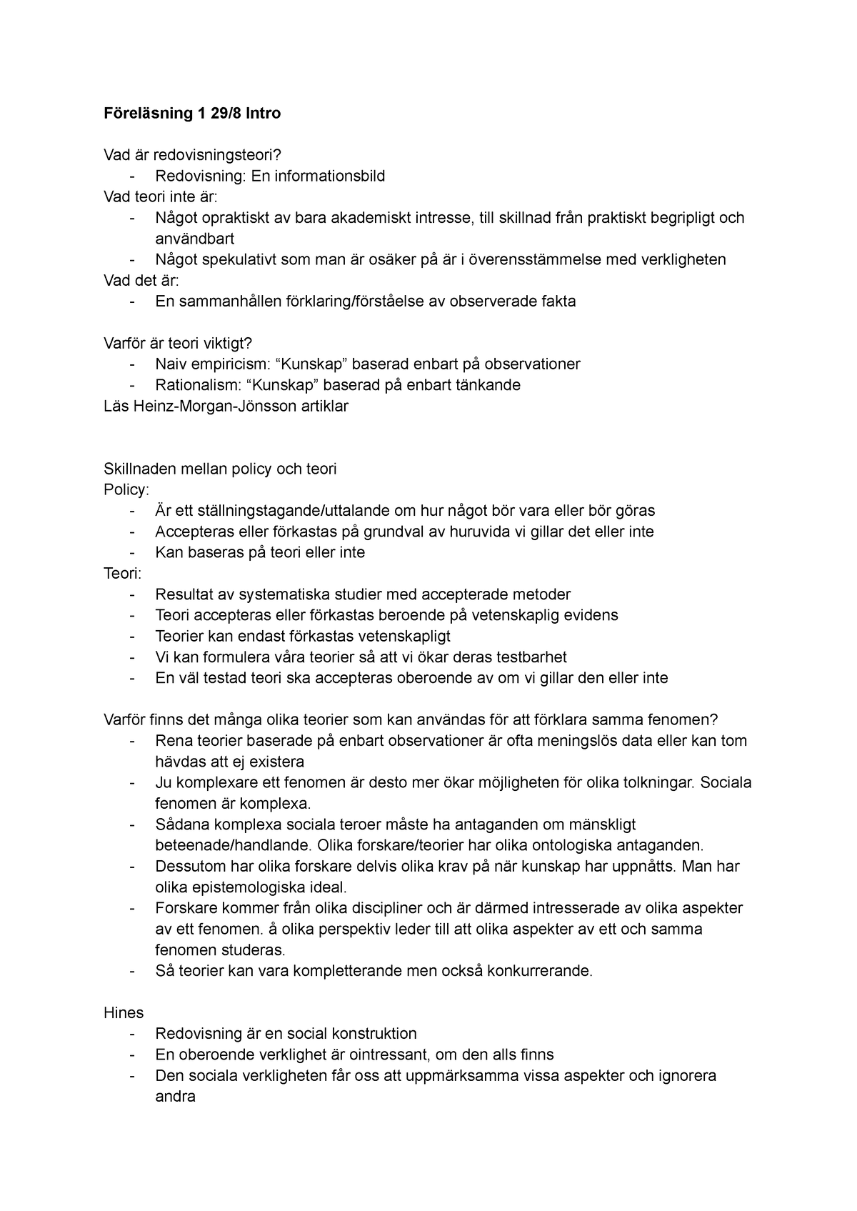 FEKH60 Delkurs 1 - Föreläsning 1 29/8 Intro Vad är Redovisningsteori ...