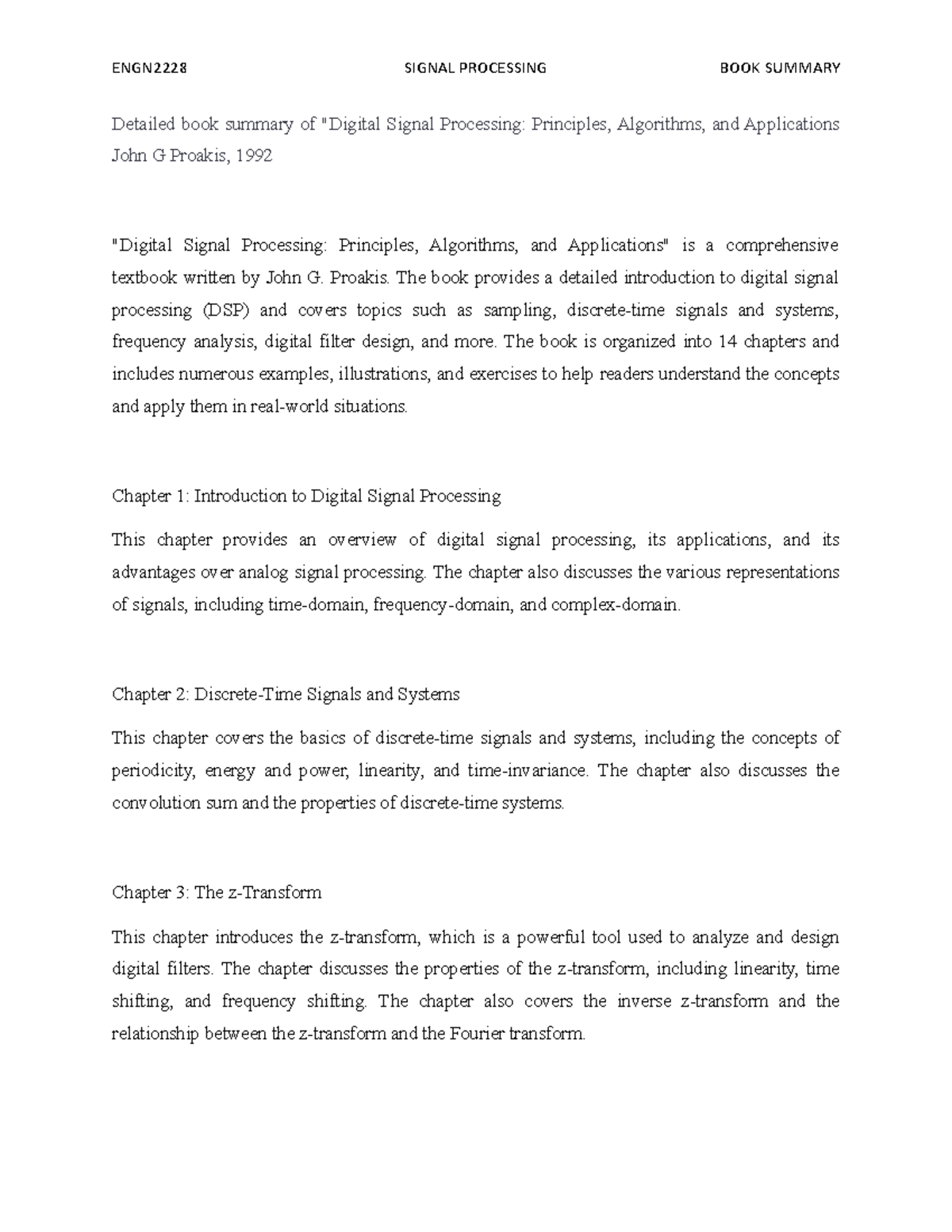 Detailed book summary of Digital Signal Processing Principles