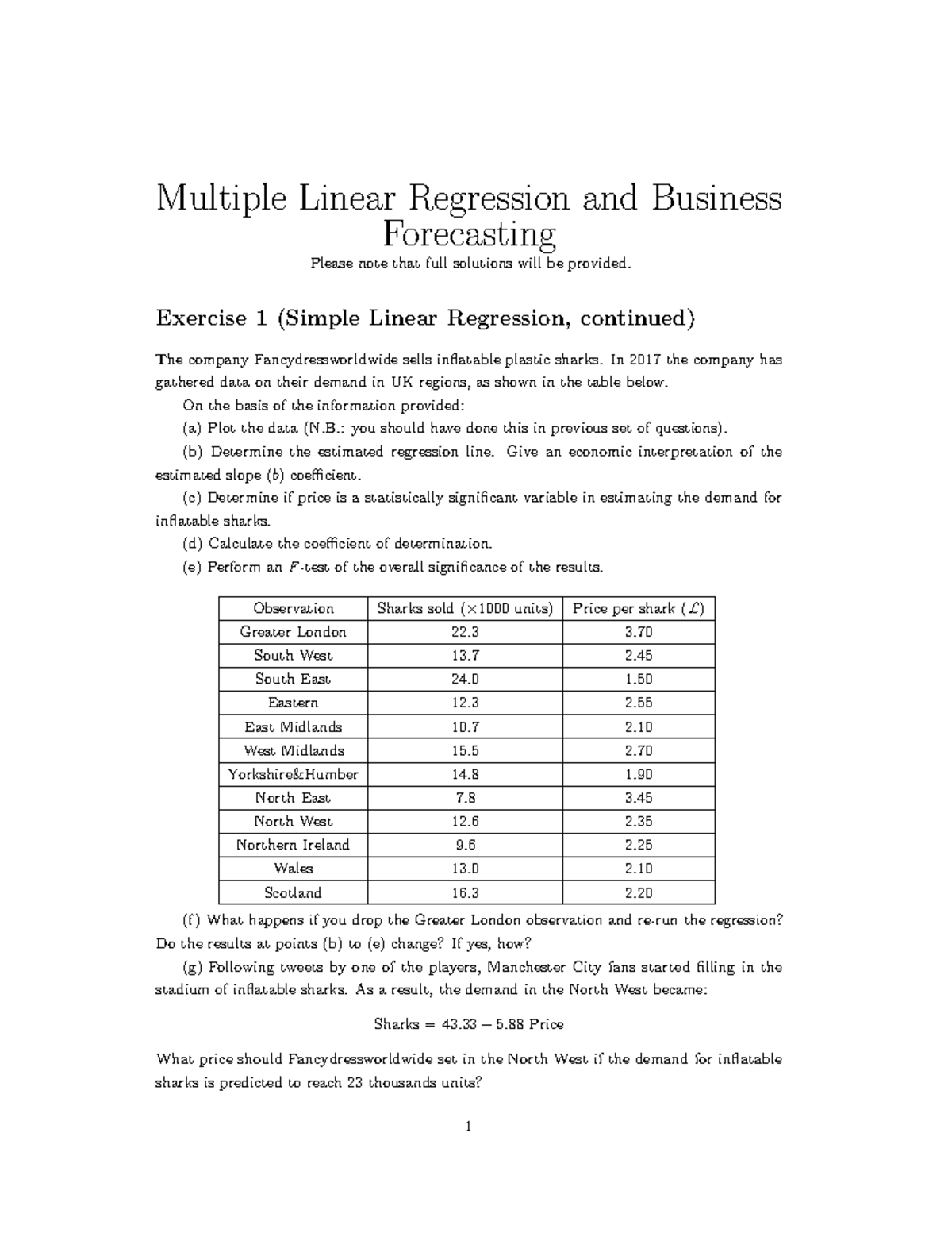 ECON2000 1 Ex class 2 - tutorial2 - Multiple Linear Regression and ...