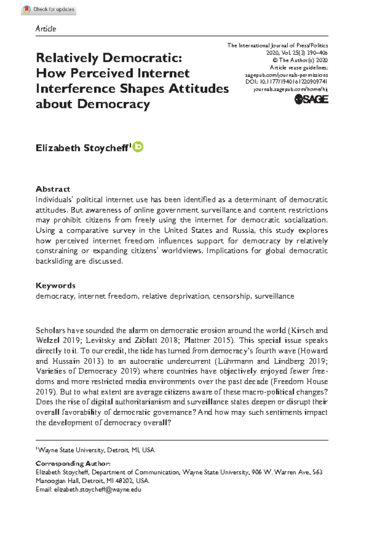 Internet interference - doi/10.1177/ The International Journal of Press ...