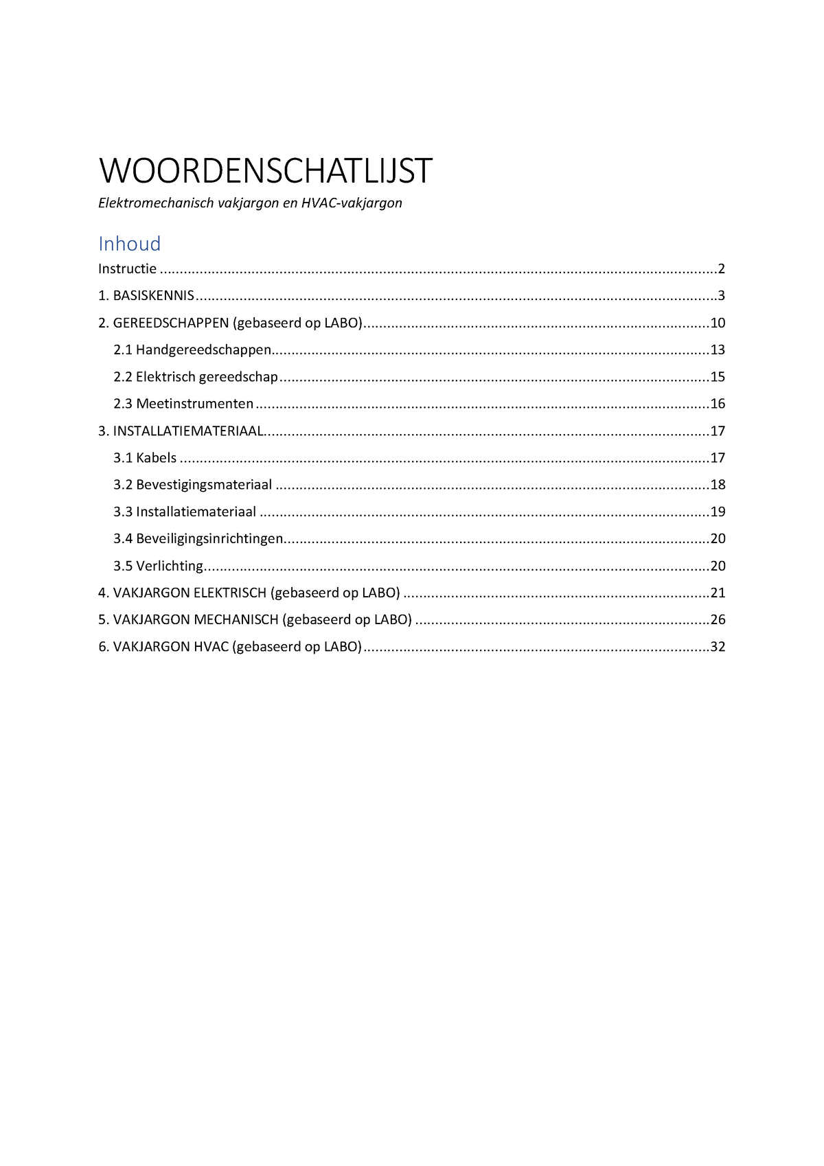 Woordenschatlijst - EMS-HVAC - WOORDENSCHATLIJST Elektromechanisch ...