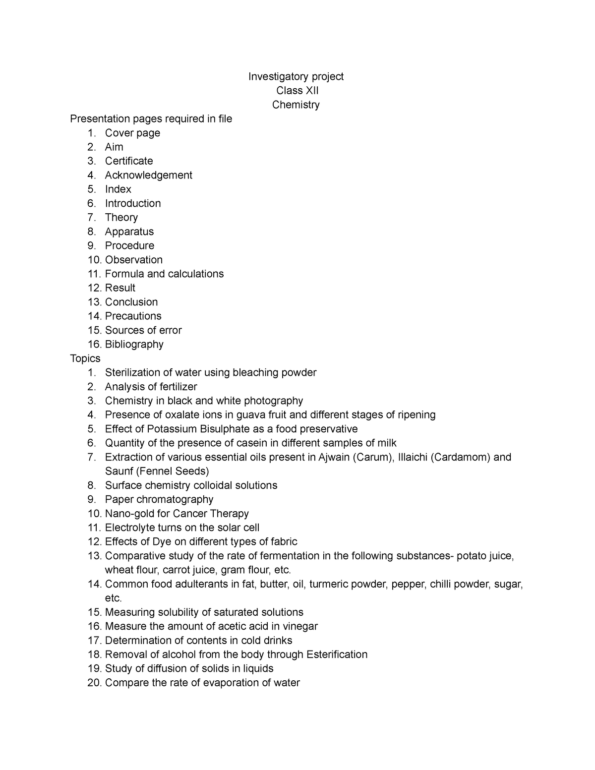 Investigatory Projects - Investigatory Project Class XII Chemistry ...