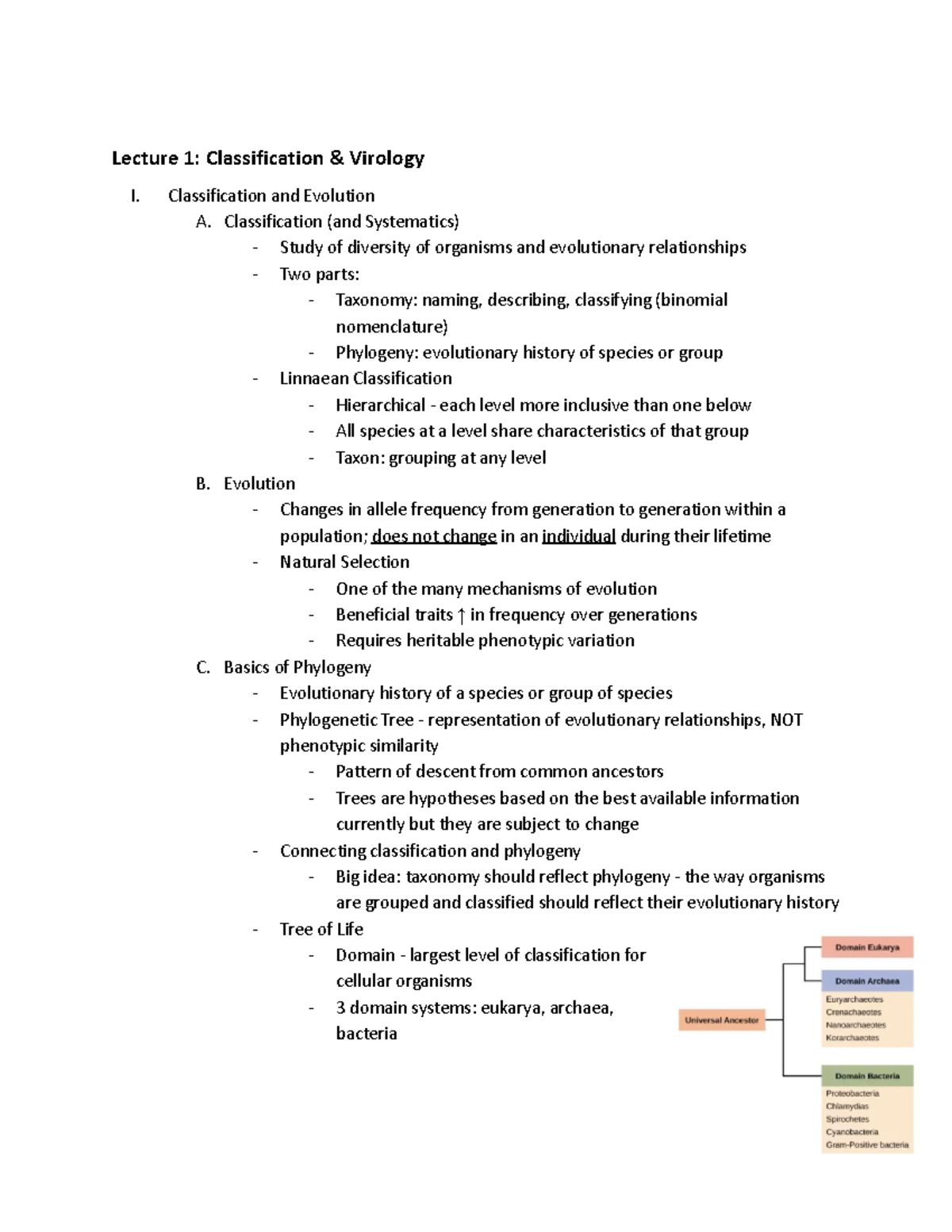 Bio 2 exam 1 lec notes - Lecture 1: Classification & Virology I ...