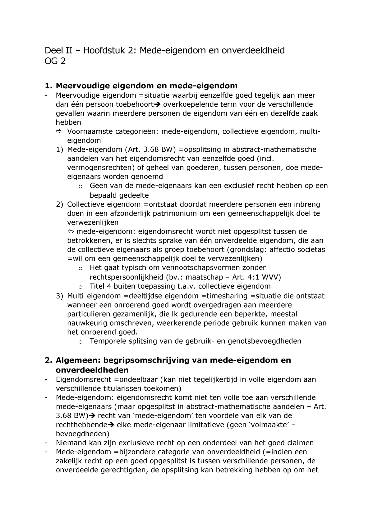 OG 2 Mede Eigendom - Deel II – Hoofdstuk 2: Mede-eigendom En ...