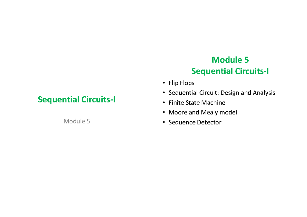 Module 5 - Lecture notes 5 Sequential Circuits - Sequential Circuits-I ...