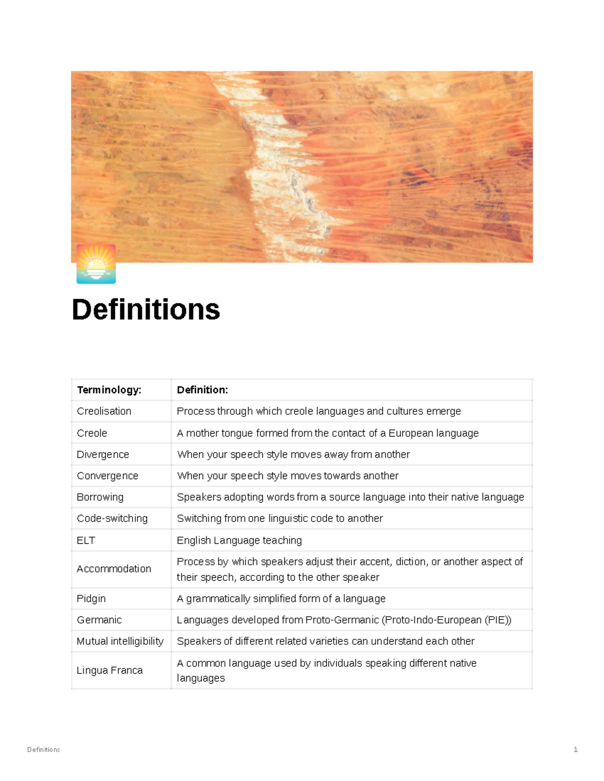 Definitions A level English Language - 🌅 Definitions Terminology ...