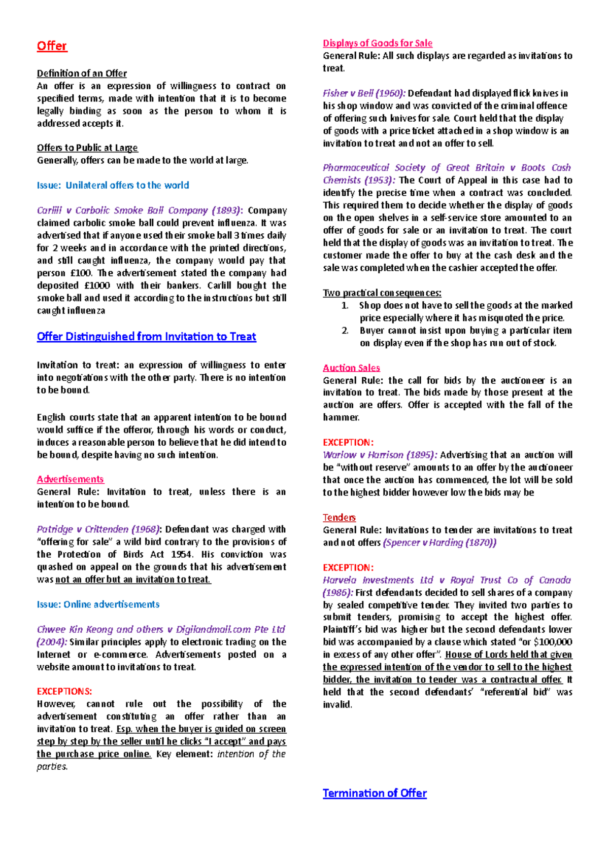 Chapter 7 Offer and Acceptance Offer Definition of an Offer An