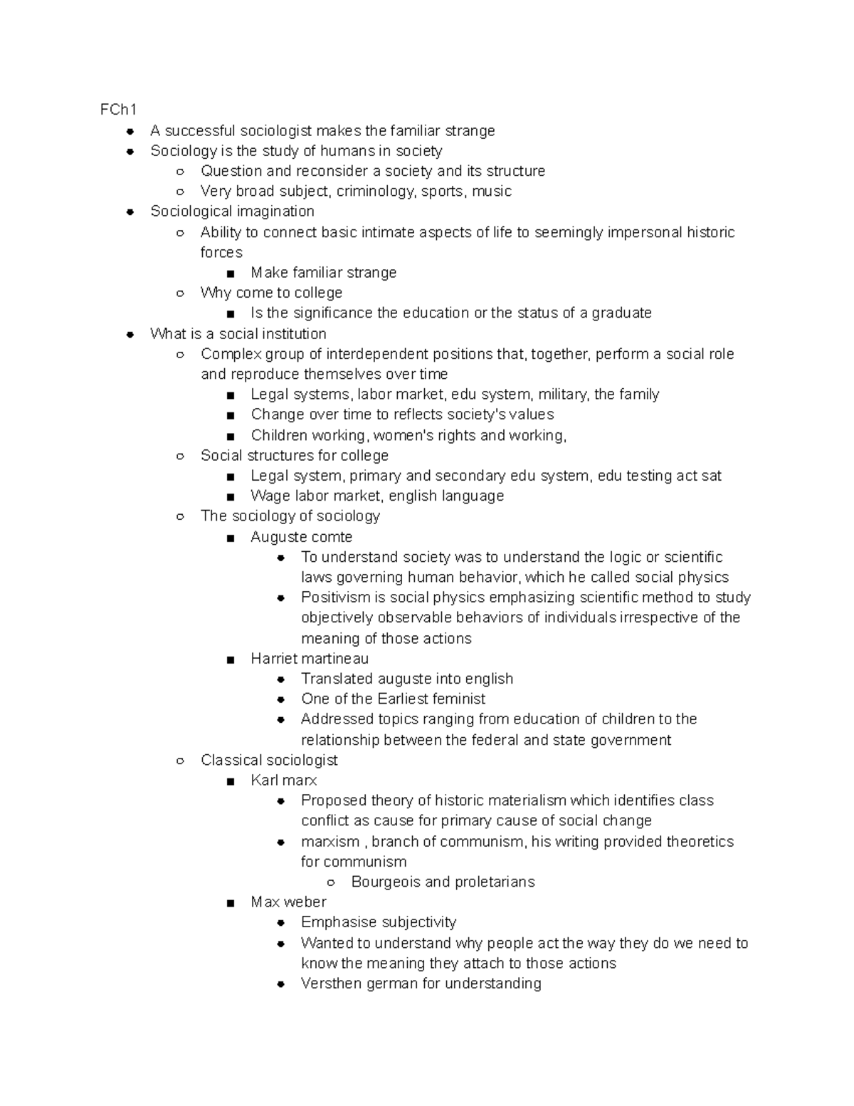 Sociology 1000 lecture notes - FCh A successful sociologist makes the ...