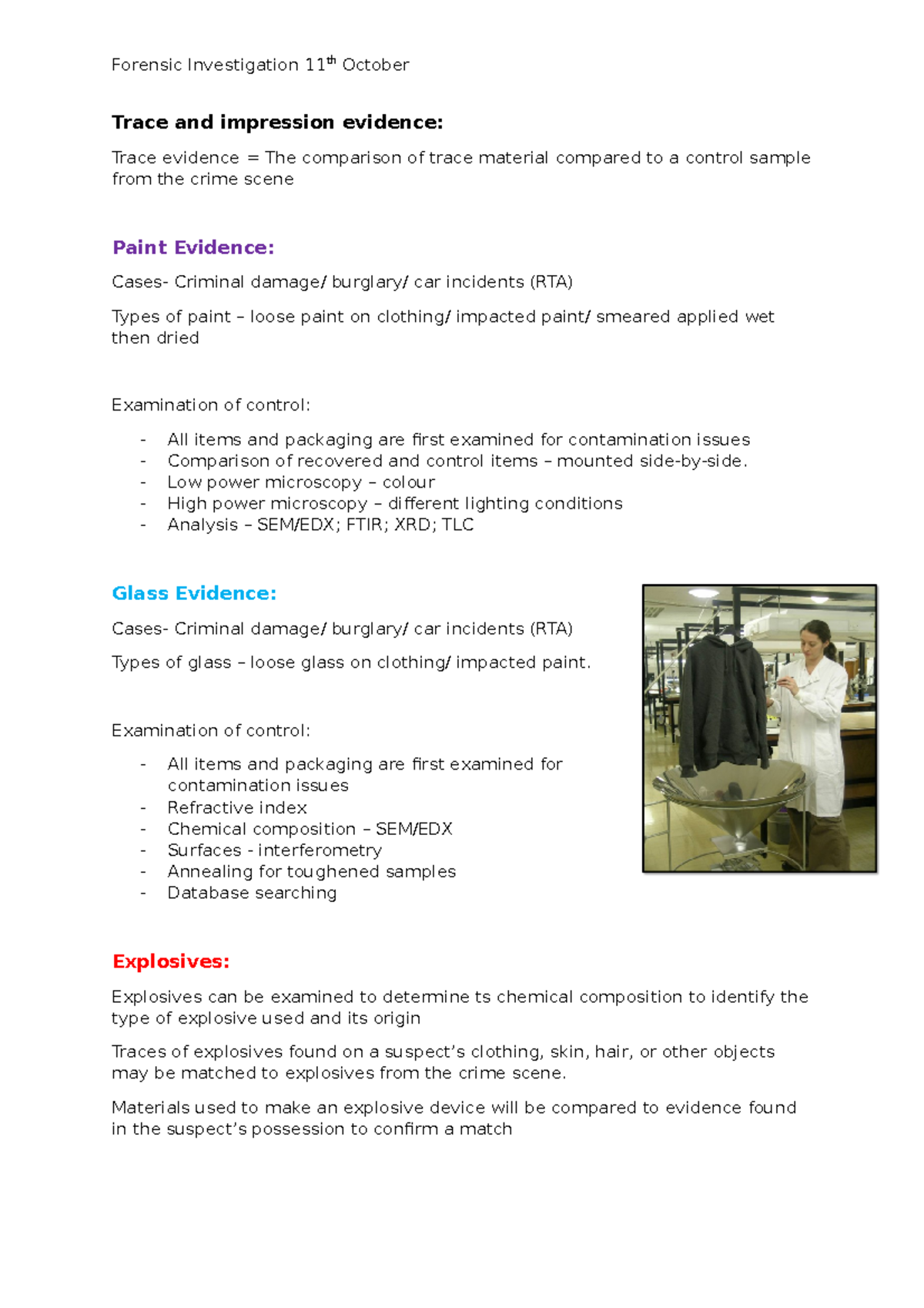 11.10.2019 Trace and impression evidence - Trace and impression ...