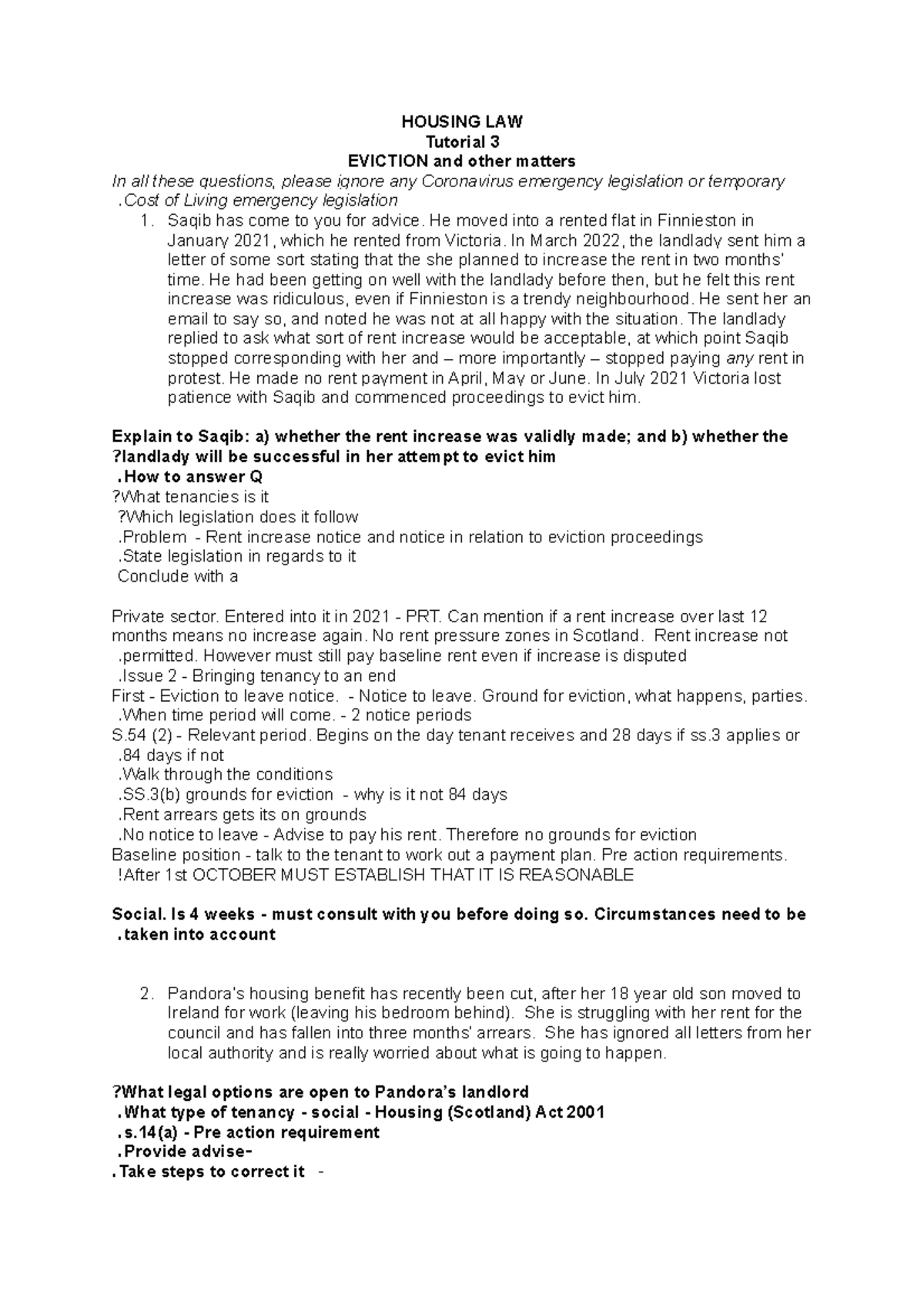 Eviction Tutorial 2022 HOUSING LAW Tutorial 3 EVICTION and other