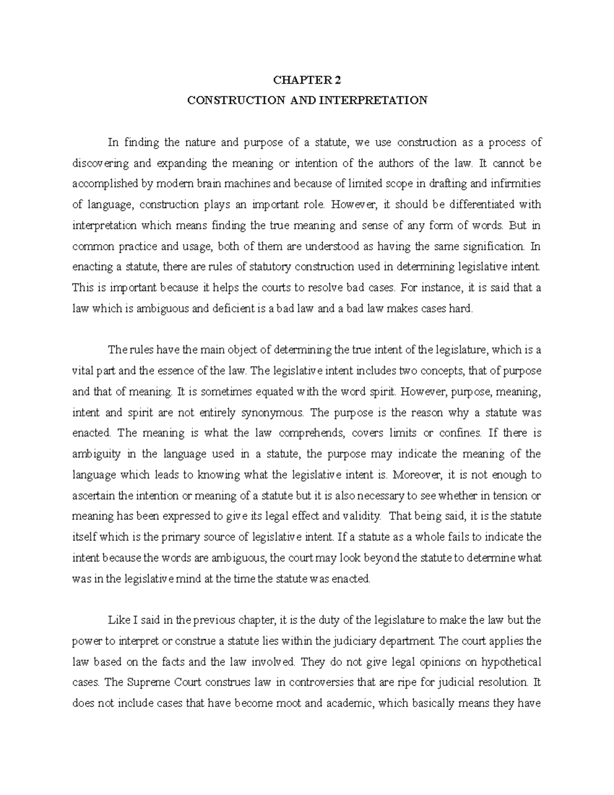 Chapter 2 Statutory Construction CHAPTER 2 CONSTRUCTION AND