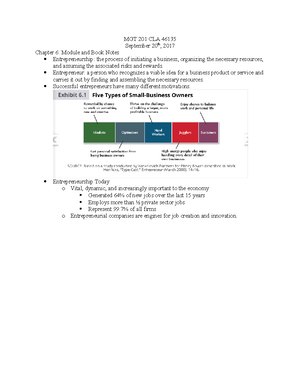 Introduction To Management: Chapters 1-6 - MGT 201 - Studocu