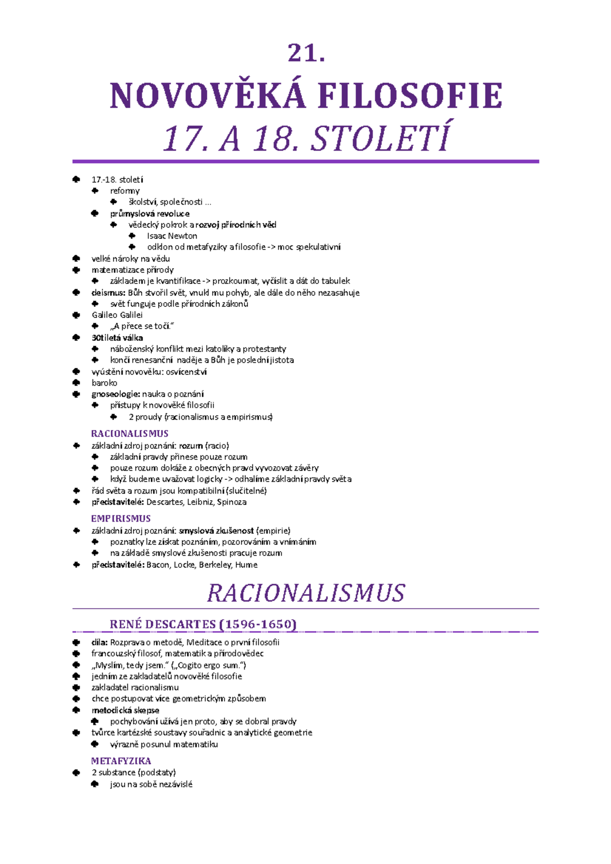 21. Filosofie v 17. a 18. století - 21. NOVOVĚKÁ FILOSOFIE 17. A 18 ...