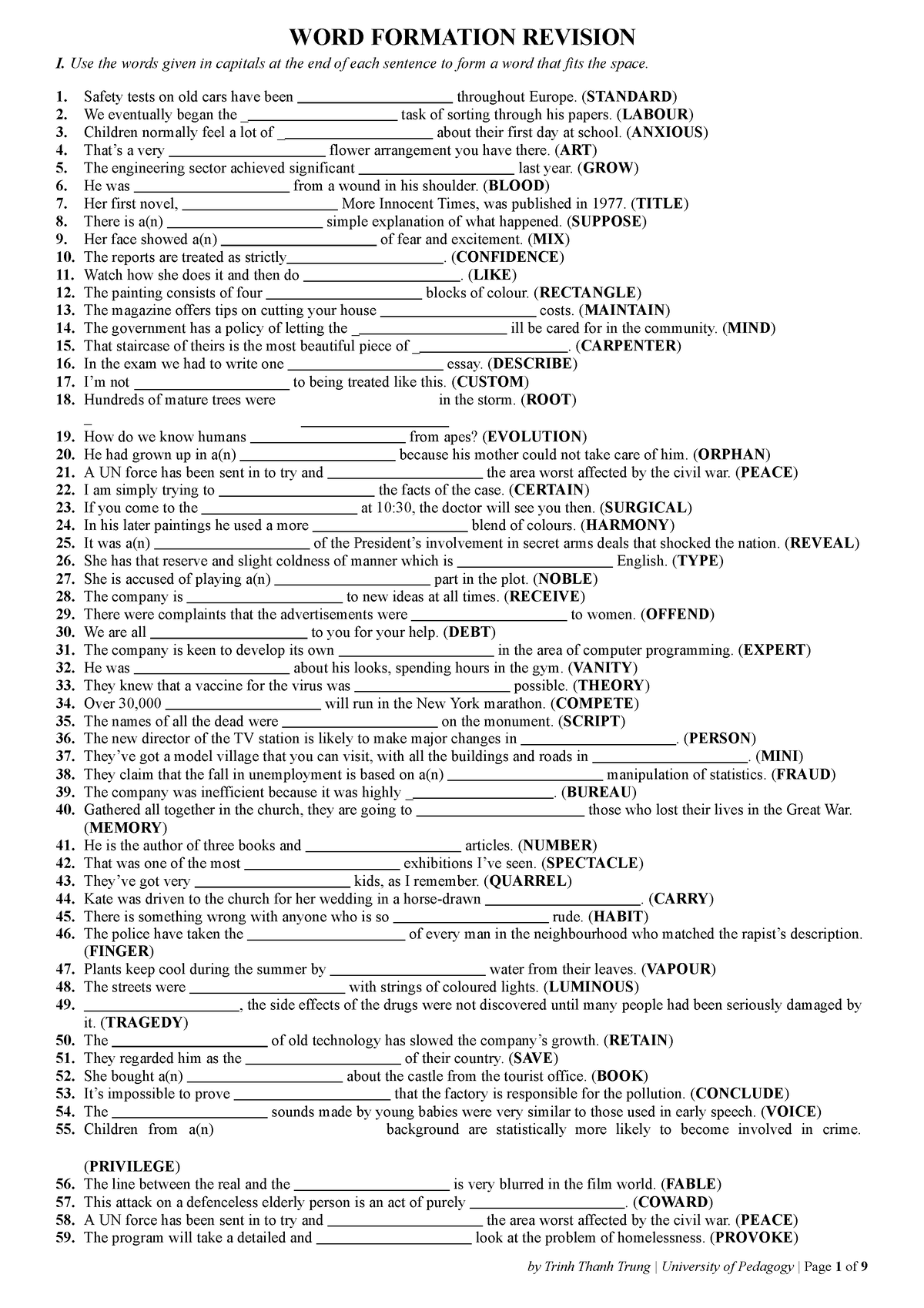 Revision word formation past papers - by Trinh Thanh Trung | University ...