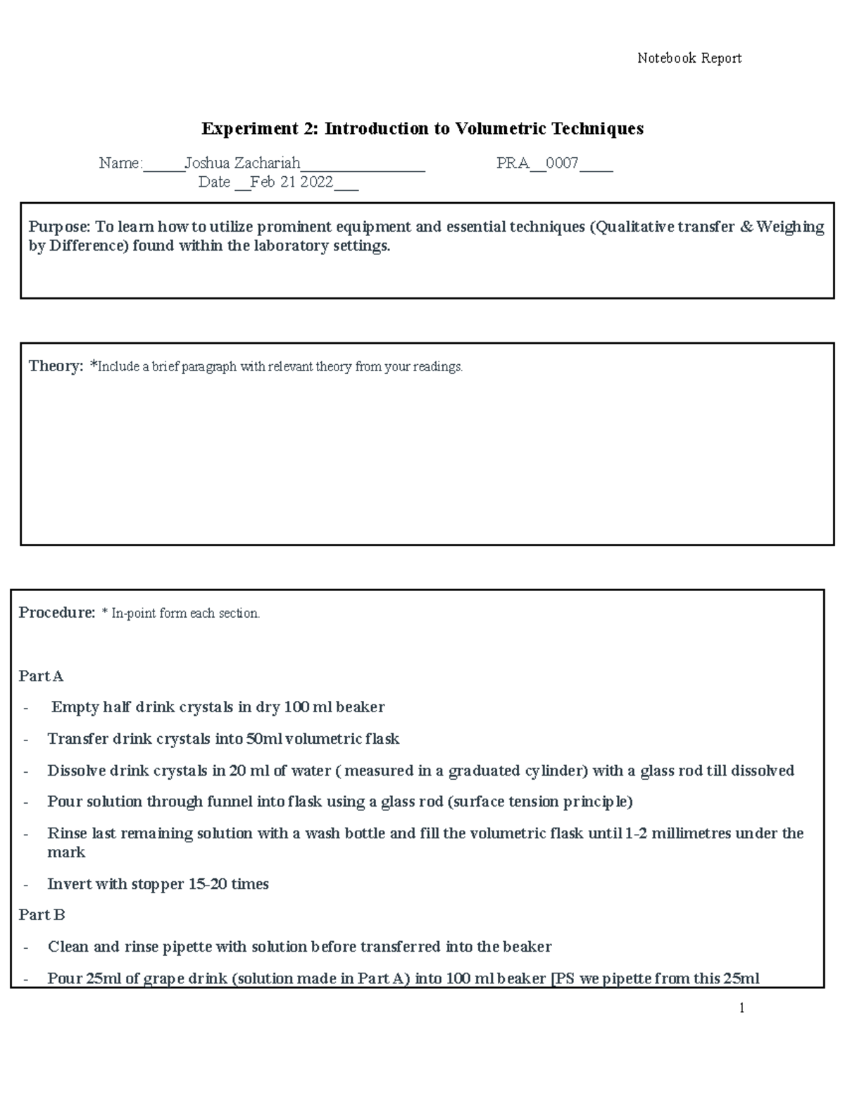 Experiment 2 Notebook Report Template - Experiment 2: Introduction to ...