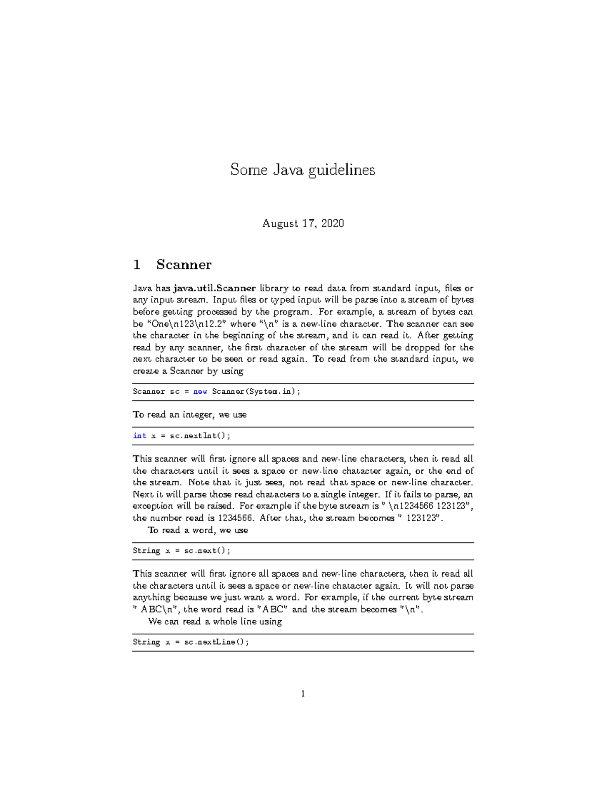 Useful Java Guide for common APIs - Some Java guidelines August 17 ...