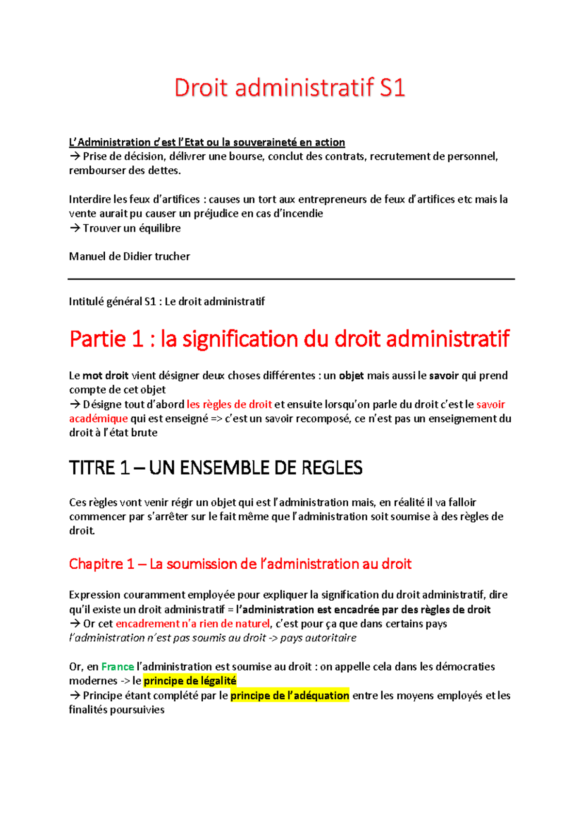 Droit Administratif S1 - Droit Administratif S L’Administration C’est L ...