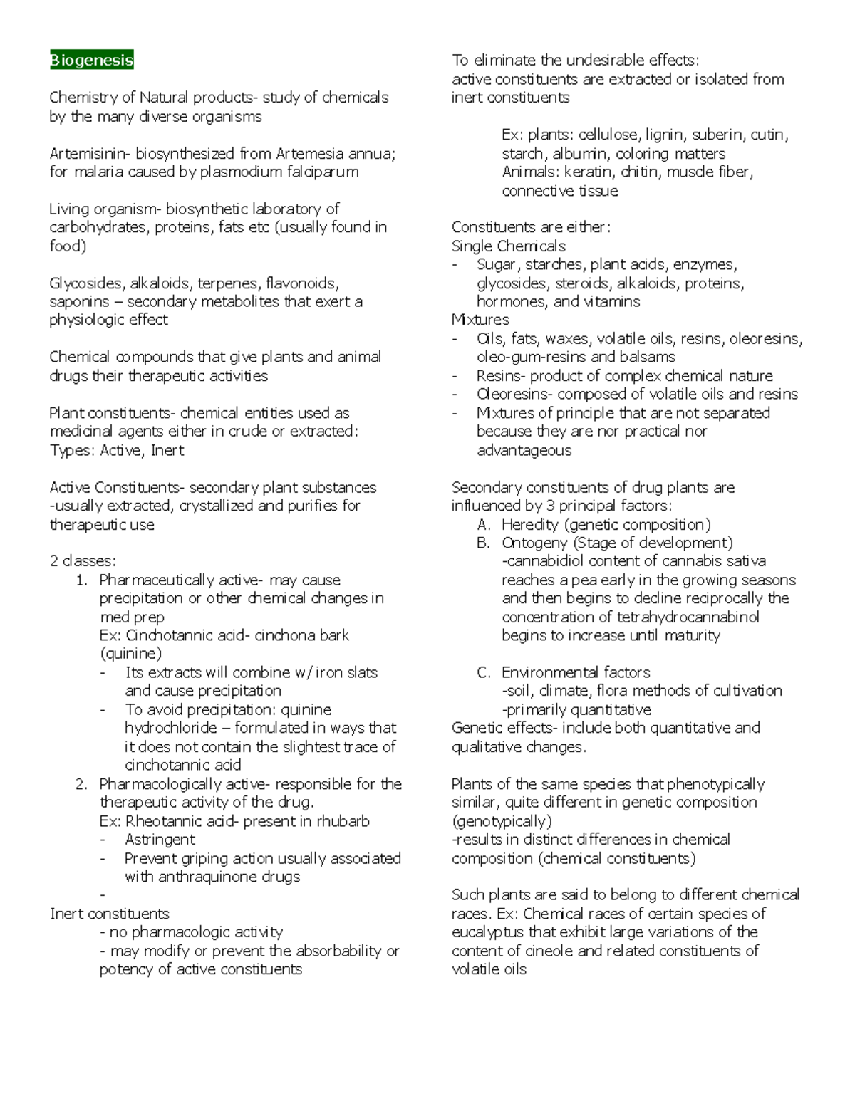 Biogenesis - biogen - Biogenesis Chemistry of Natural products- study ...