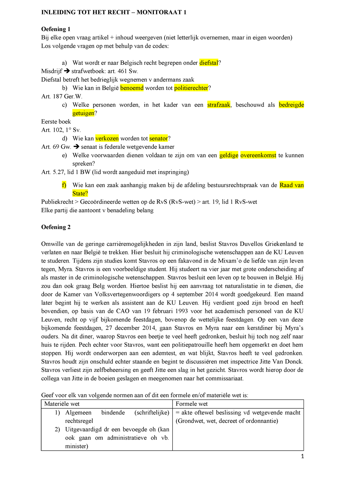 Monitoraat 1 Opgave 23-24 - INLEIDING TOT HET RECHT – MONITORAAT 1 ...