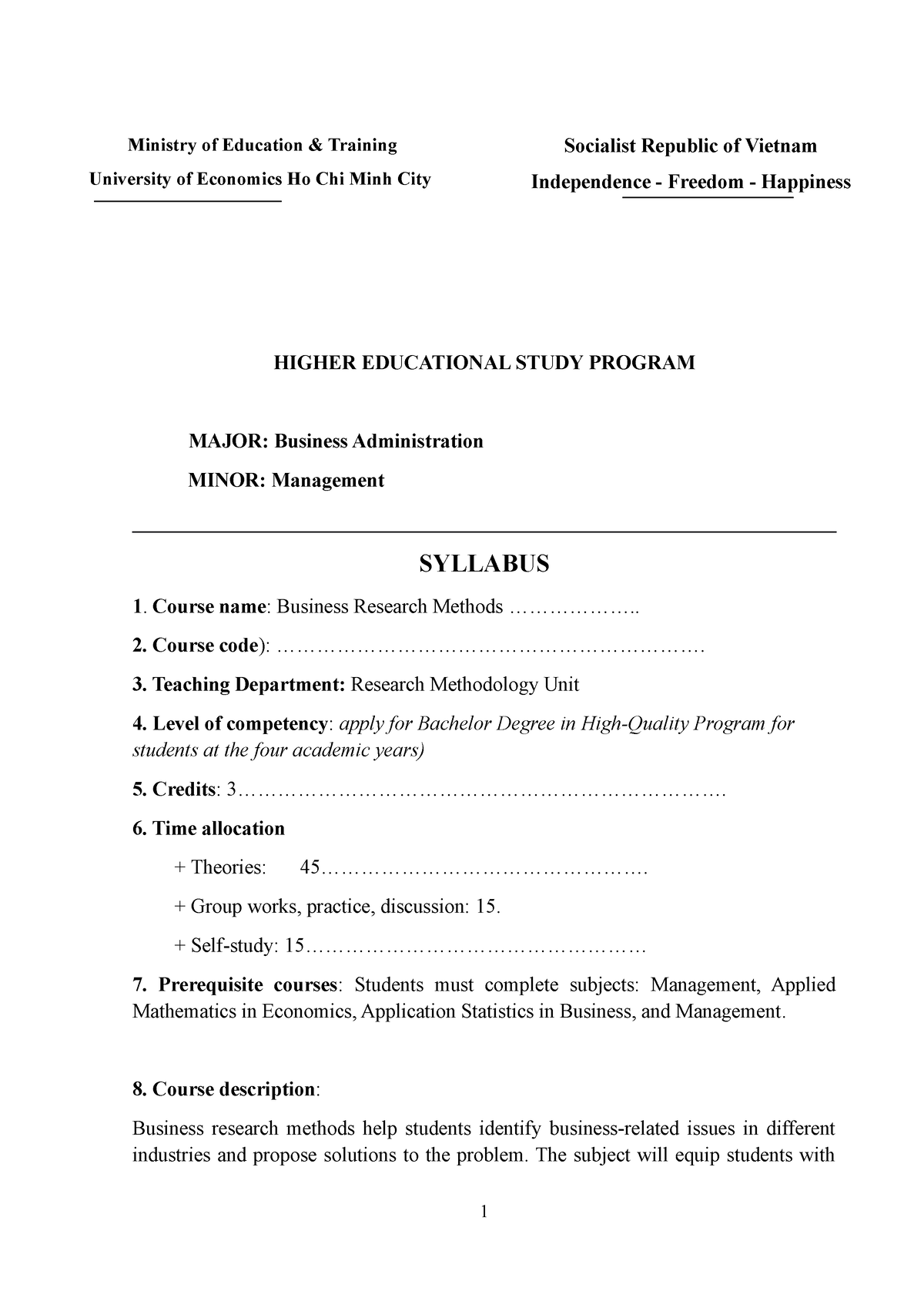 research proposal course syllabus