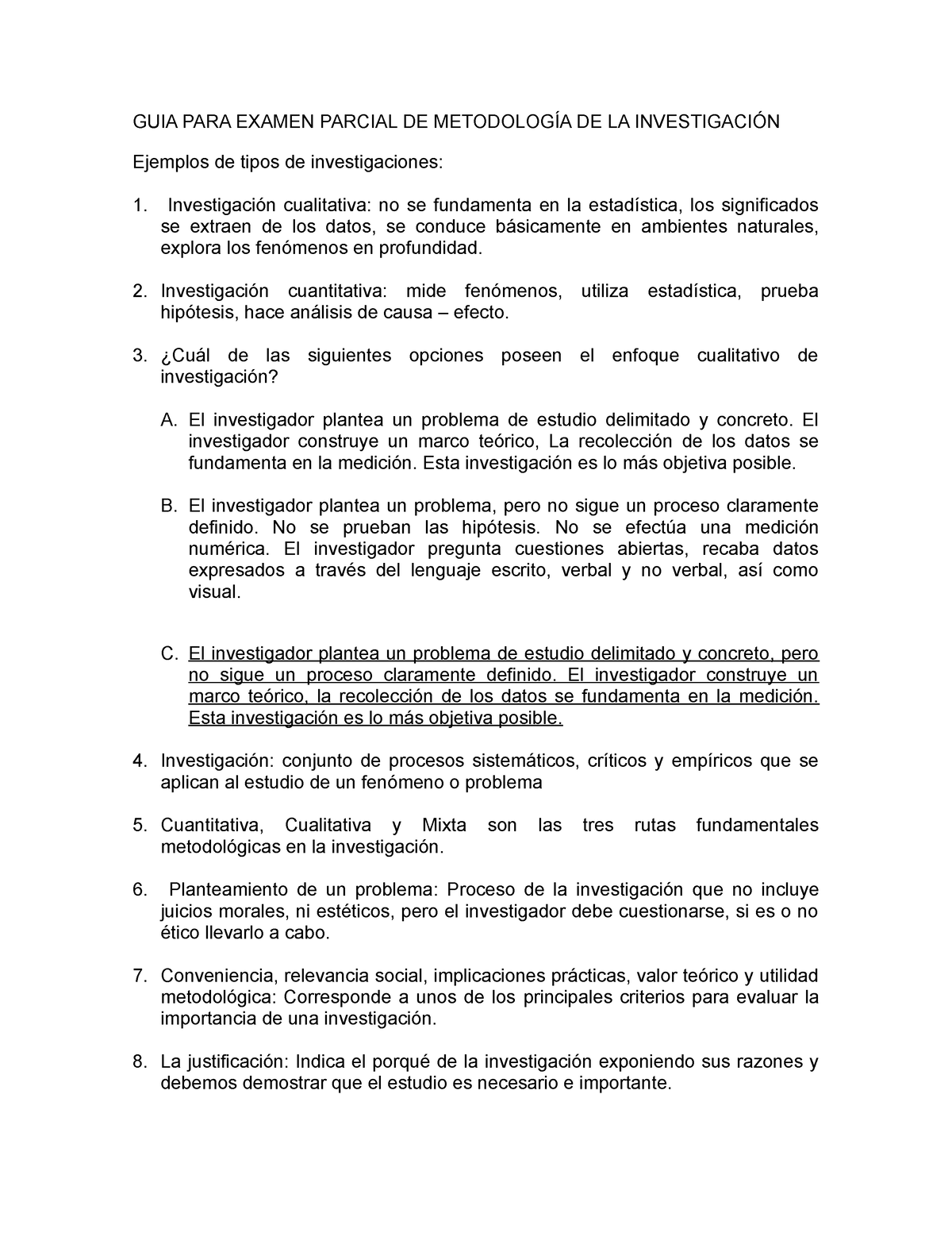 GUIA PARA Examen Parcial DE MetodologíA DE LA InvestigacióN - GUIA PARA ...