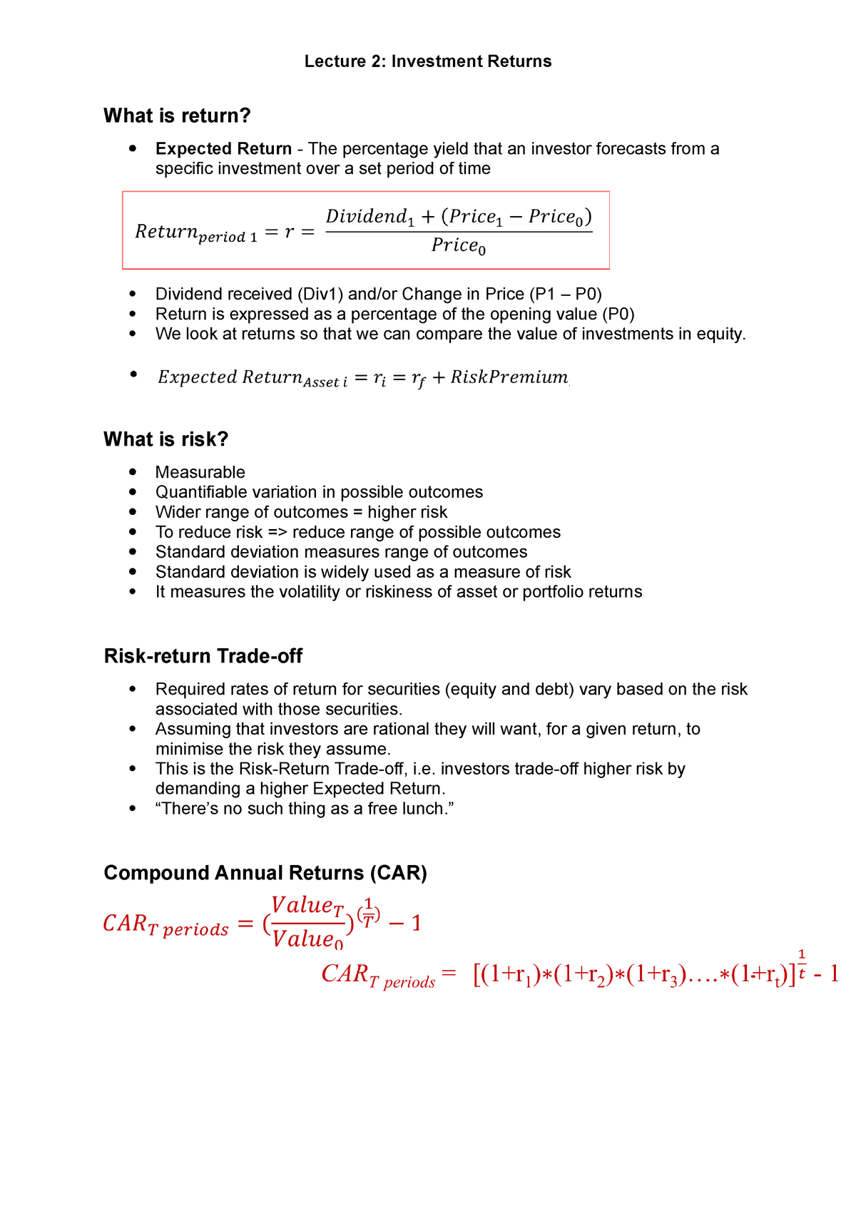 mn10669-lecture-2-notes-lecture-2-investment-returns-what-is-return