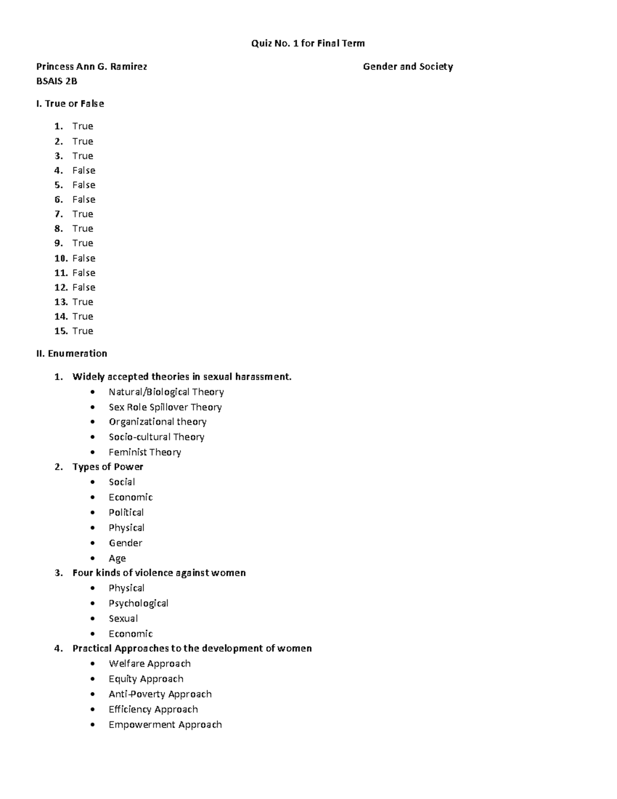 Ramirez, Princess Ann G. - QUIZ NO.1 Final TERM Gender AND Society ...