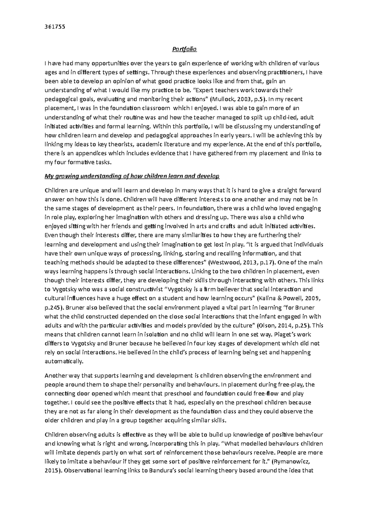 Portfolio assignment - Portfolio I have had many opportunities over the ...