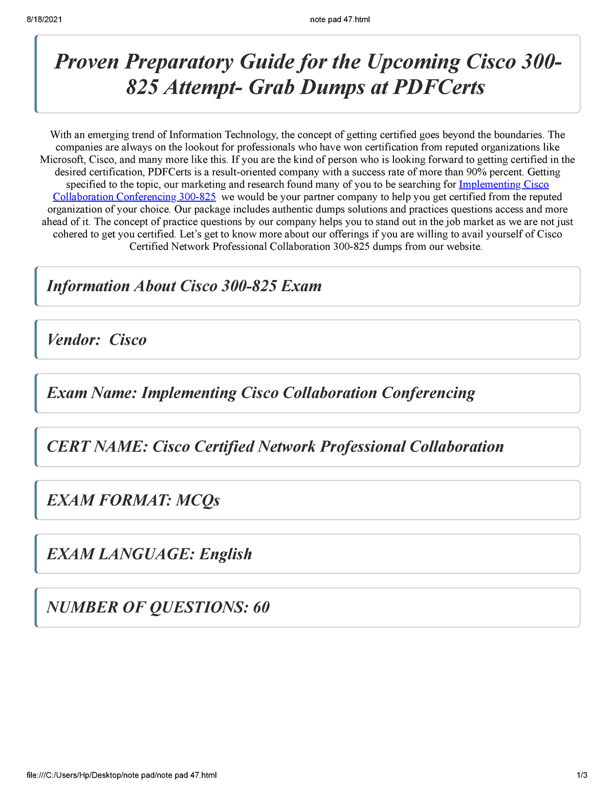 Latest Insight: Why Students Fail In Cisco 300-825 Exam?(August 2021) -  8/18/2021 note pad 47 - Sns-Brigh10