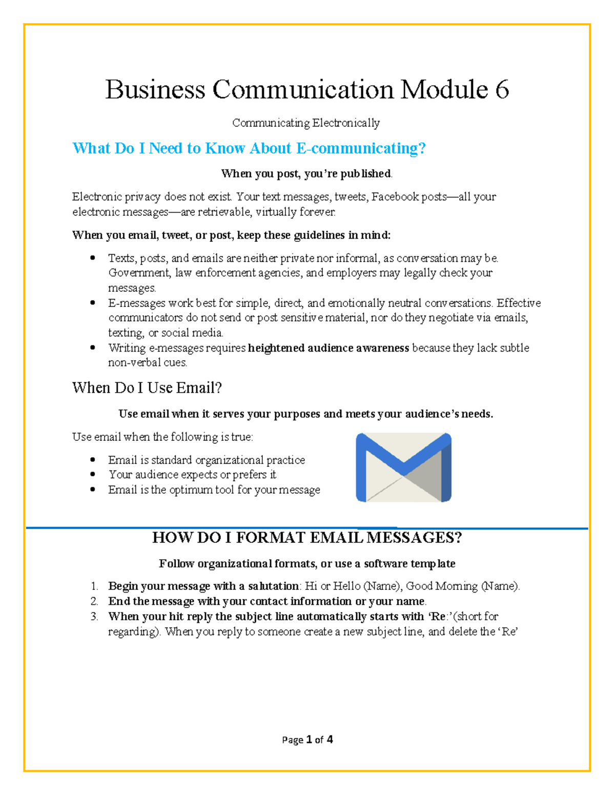 Business Communications Module 6 - Electronic privacy does not exist ...