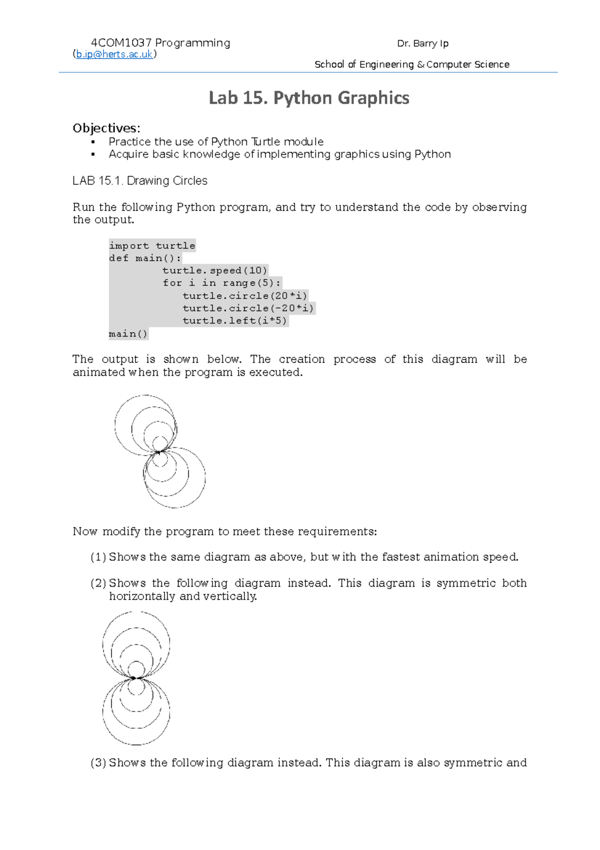 Lab 15. Python Graphics - (b@herts.ac) School of Engineering & Computer ...
