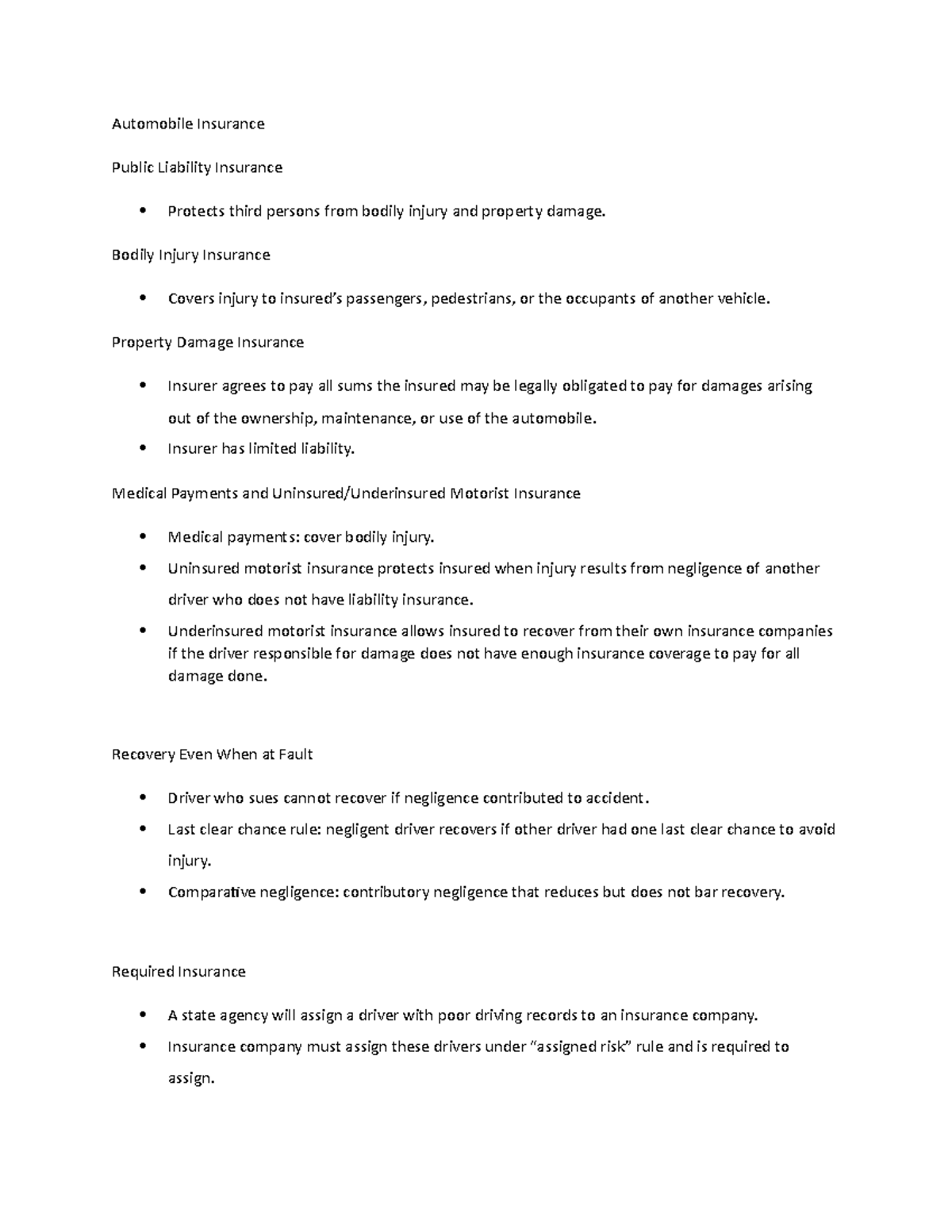 Lecture Notes 44 - Automobile Insurance Public Liability Insurance ...