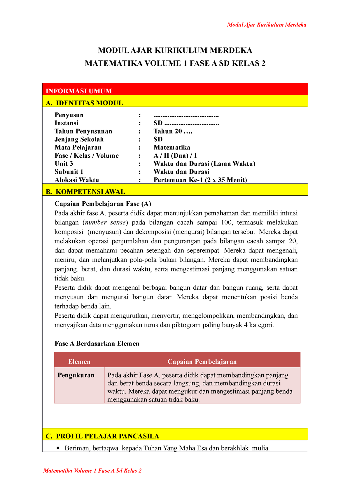 Modul AJAR Matematika Kelas 2 UNIT 3 - Modulguruku - MODUL AJAR ...