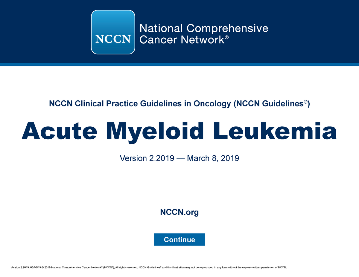 Aml NCCN Clinical Practice Guidelines in Oncology (NCCN Guidelines