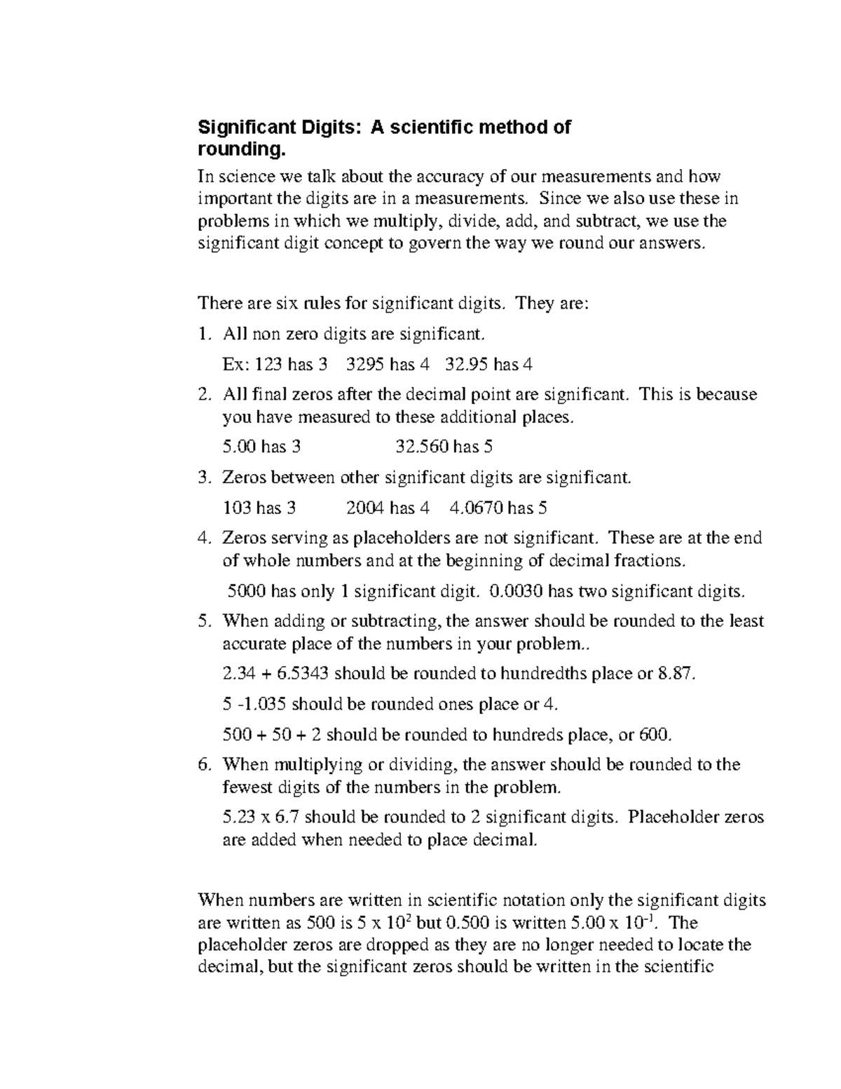 Significant Digit Rules - Significant Digits: A scientific method of ...