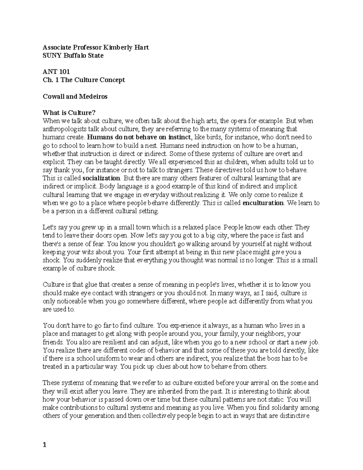ANT 101 ch. 1(1) - lecture notes from chapter 1 - Associate Professor ...