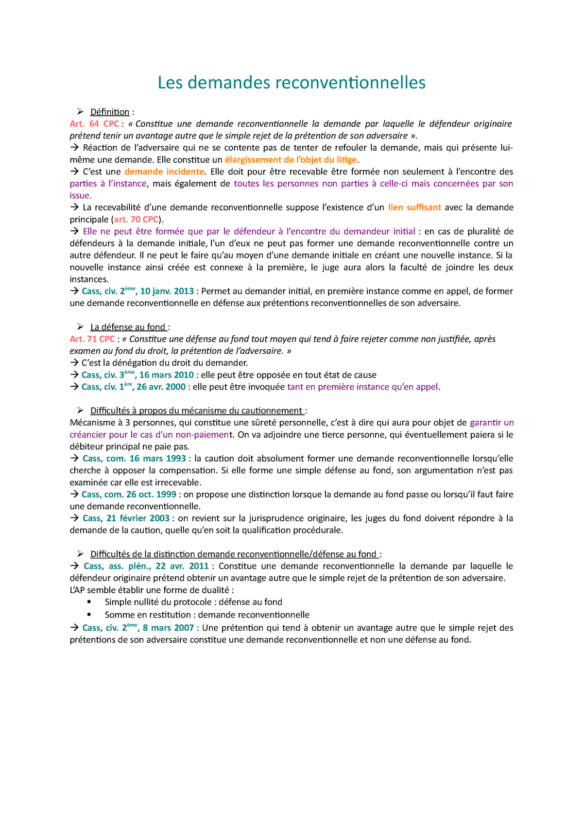 la demande reconventionnelle dissertation juridique