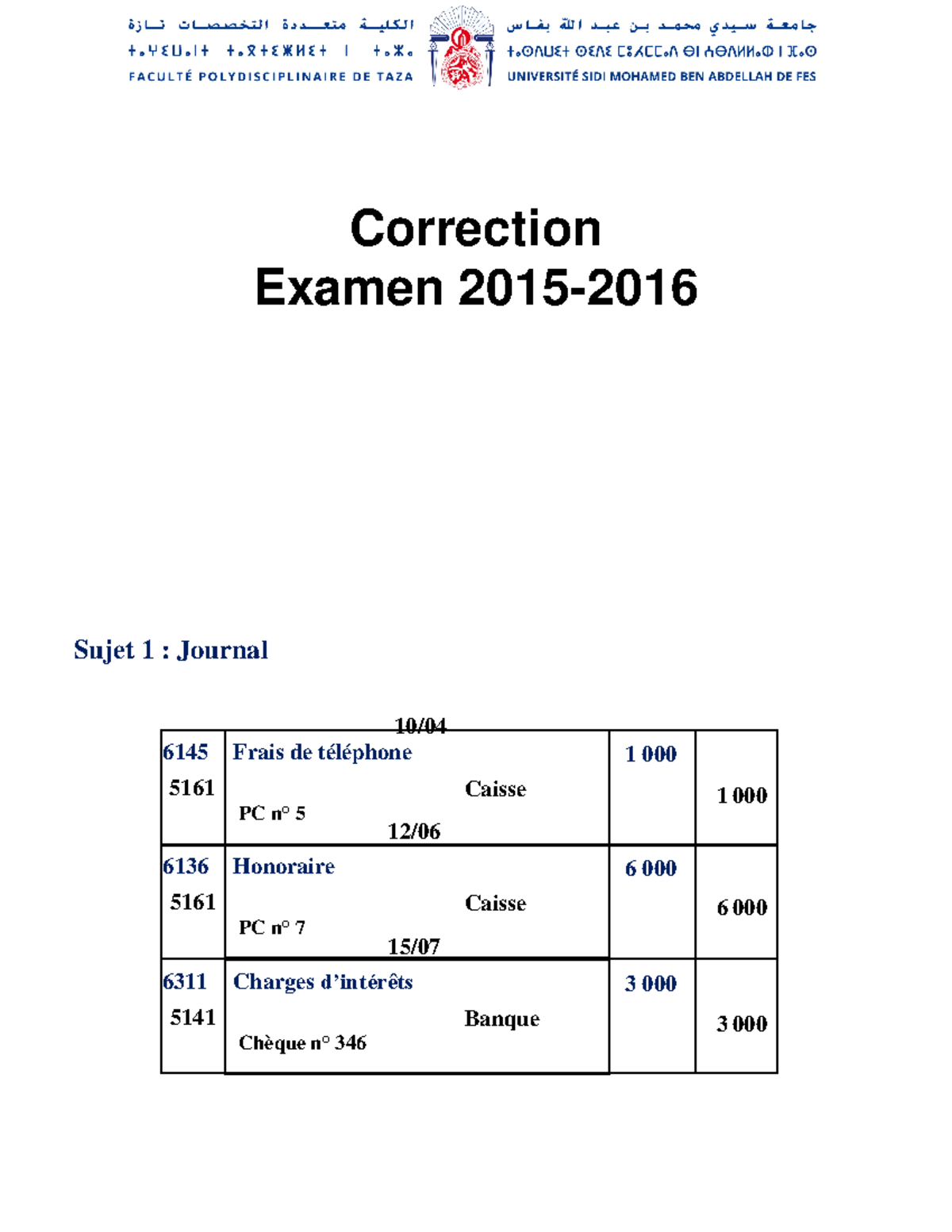 Correction exam 20162015 Correction Examen 2015 Sujet 1 Journal
